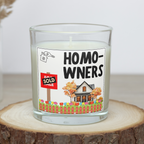 Funny Homo-wners new home candle with sold sign and house design