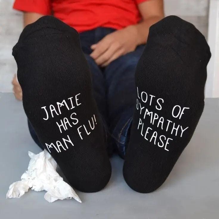 Personalised Man Flu Socks, Custom Text Socks, Personal Message, Any Text Socks, Gifts, Any Occasion Christmas Etsy