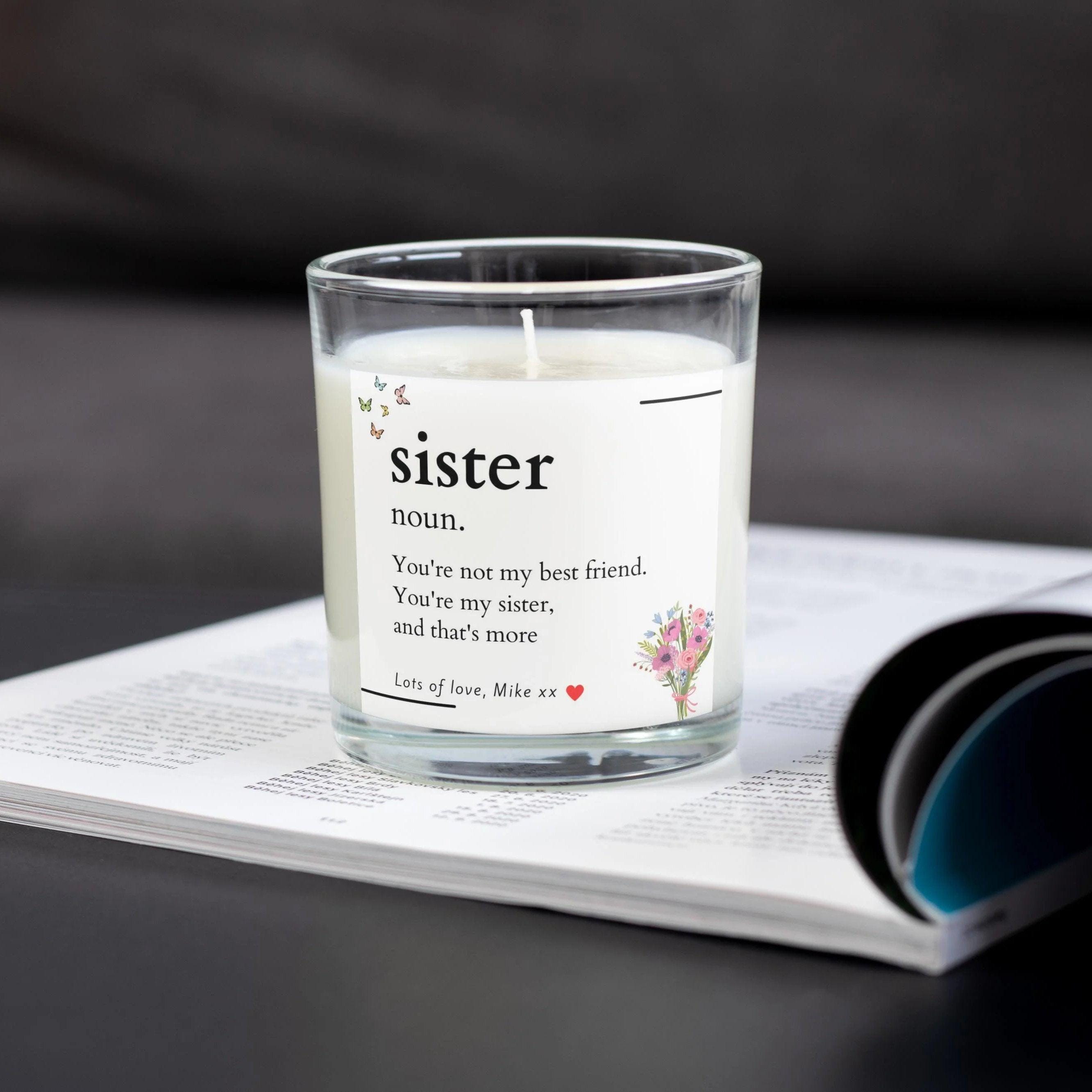 Sister Noun Message Personalised Candle | Sister Noun Gift | Sister Definition Gift | Sister Birthday | Sister Christmas | Sister Message Etsy