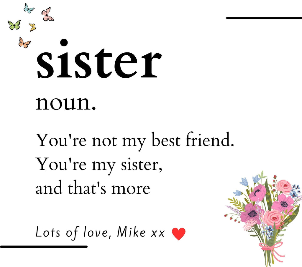 Sister Noun Message Personalised Candle | Sister Noun Gift | Sister Definition Gift | Sister Birthday | Sister Christmas | Sister Message Etsy