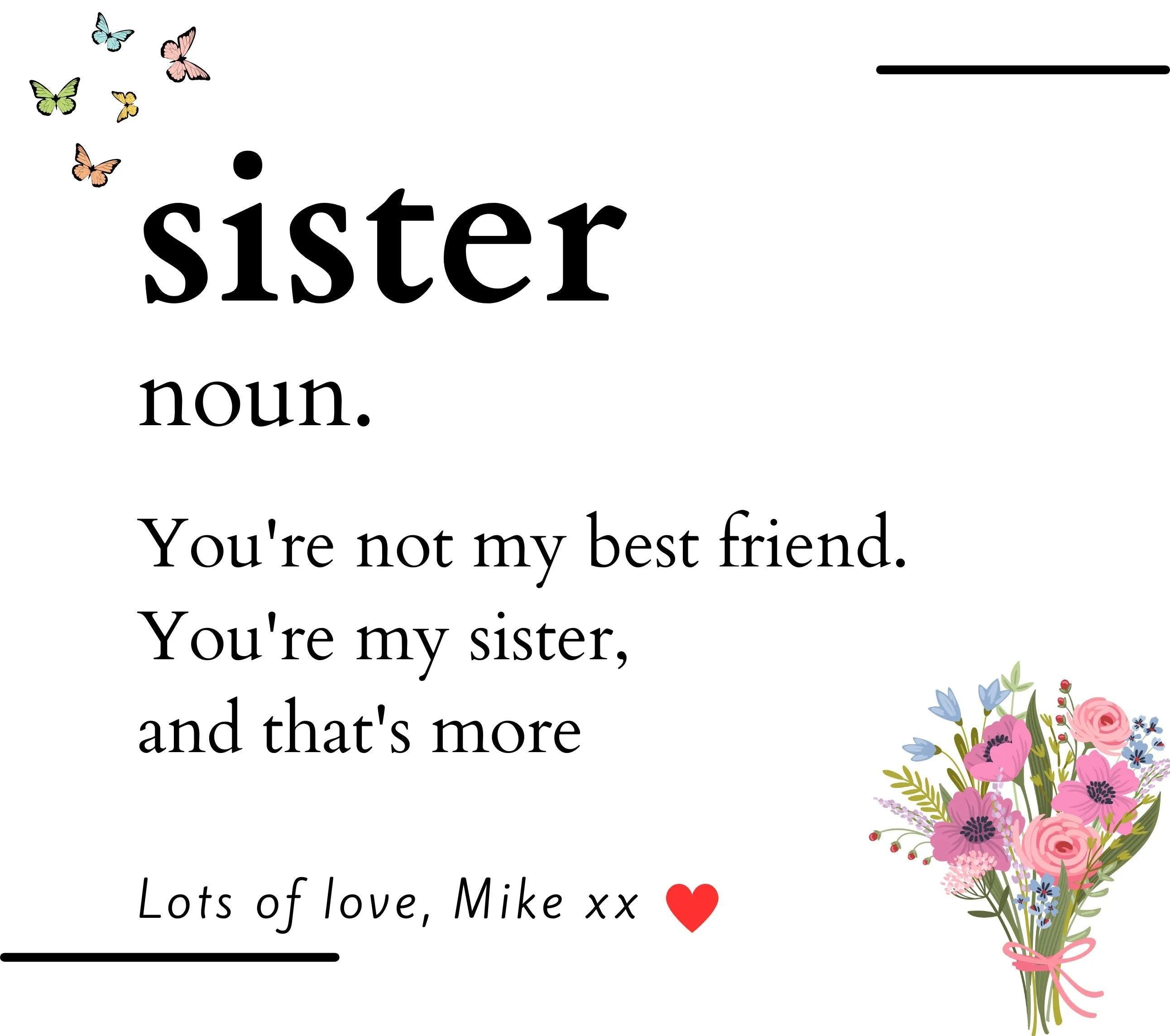 Sister Noun Message Personalised Candle | Sister Noun Gift | Sister Definition Gift | Sister Birthday | Sister Christmas | Sister Message Etsy