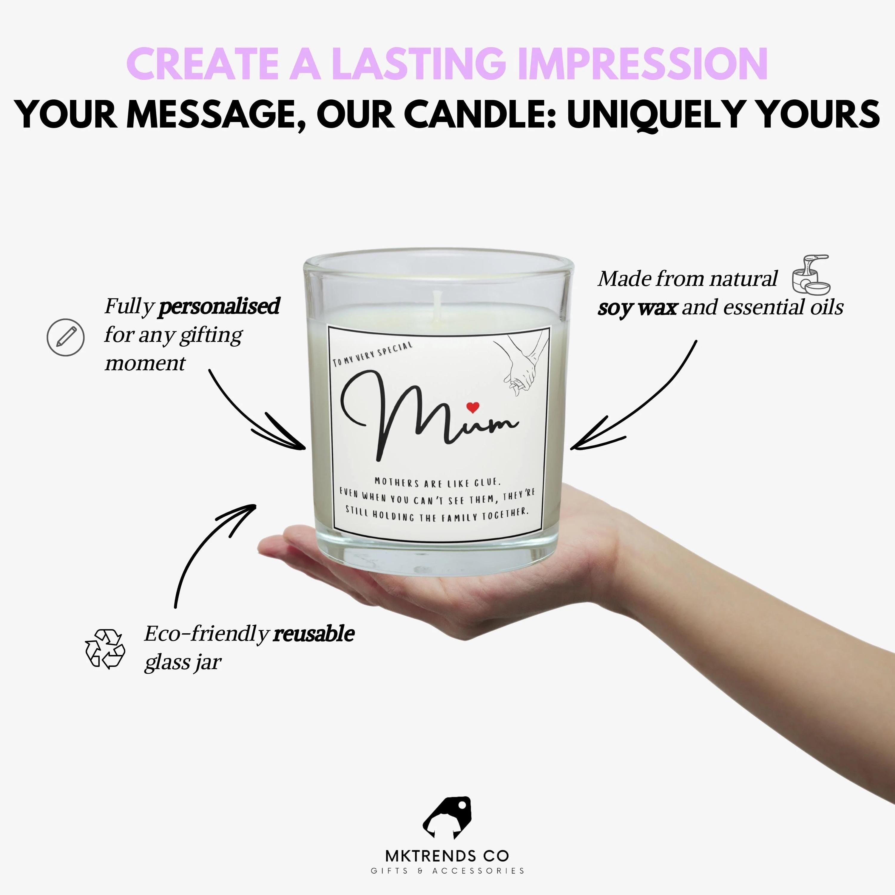 Mothers Message Quote Personalised Candle | Special Mum Gift | To my mum Message Gift | Candle for Mum | Mum Birthday | From Son Daughter Etsy