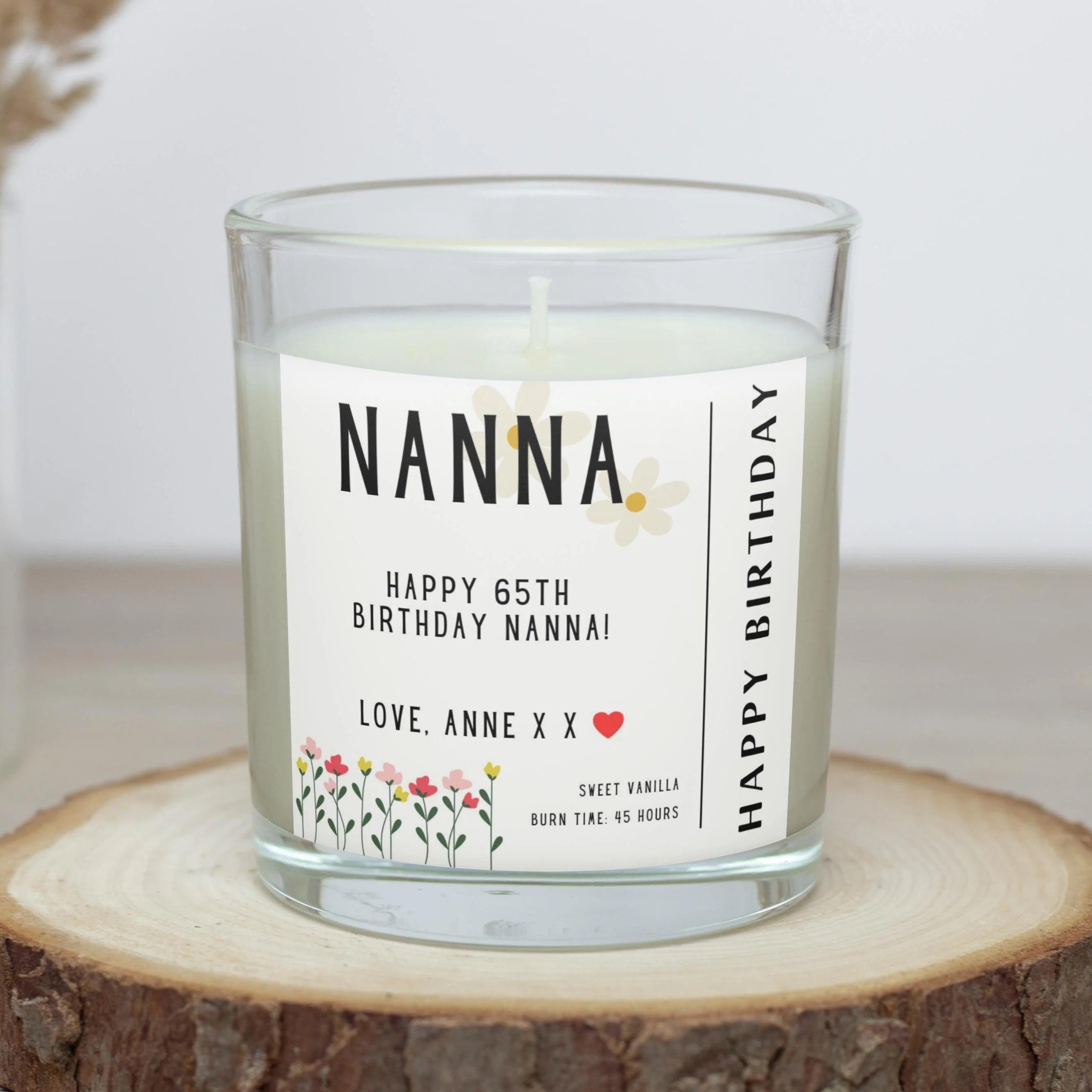 Happy Birthday Nanna Personalised Candle | Any Age Nanna Birthday Candle | Custom Birthday Message Gift for Nan | Grandma Birthday Candle Etsy