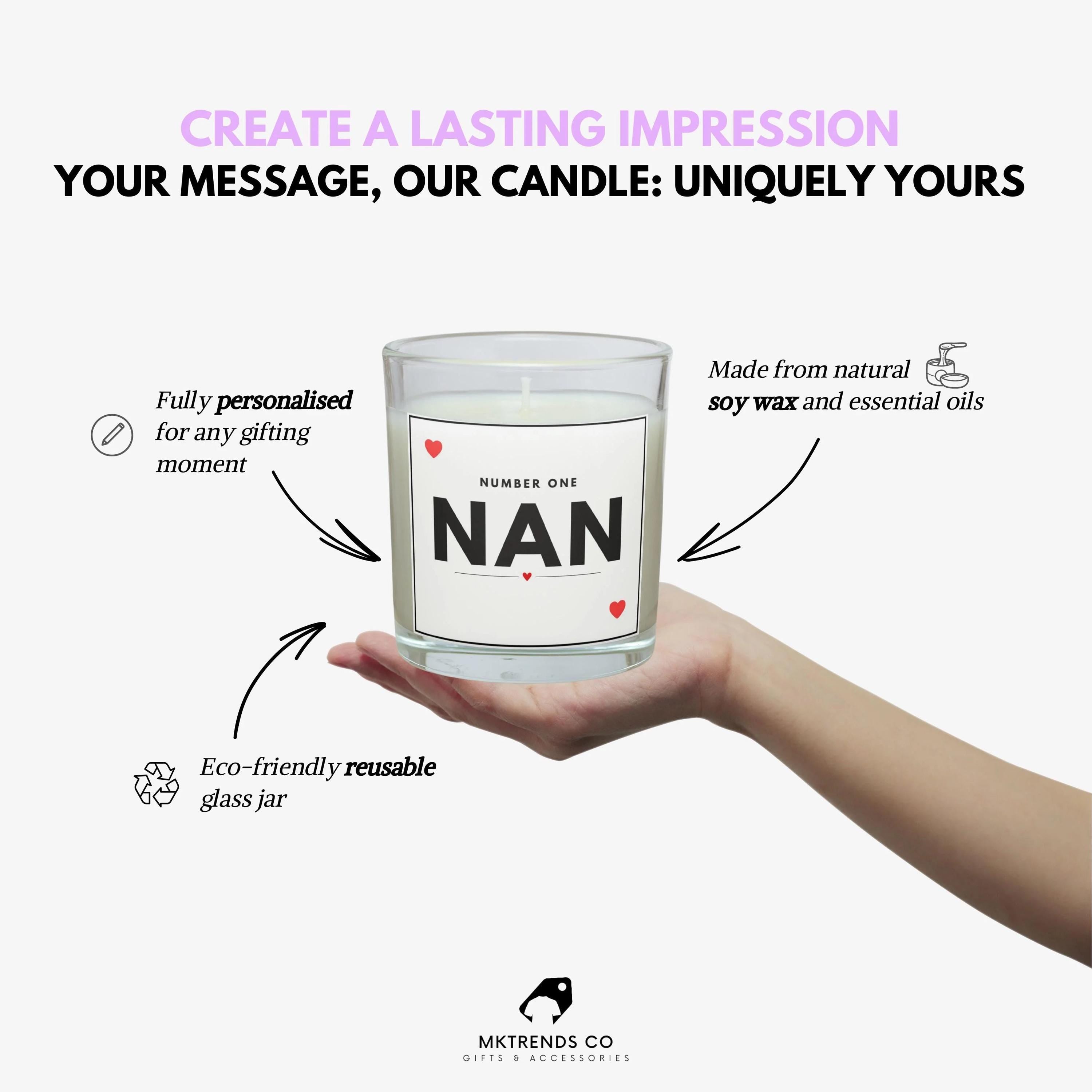 Number One Nan Personalised Candle Gift | Number 1 Nan Gift | Best Nanna Gift | Custom Grandma Candle | Nanna Birthday | Thank You Nan Gift Etsy