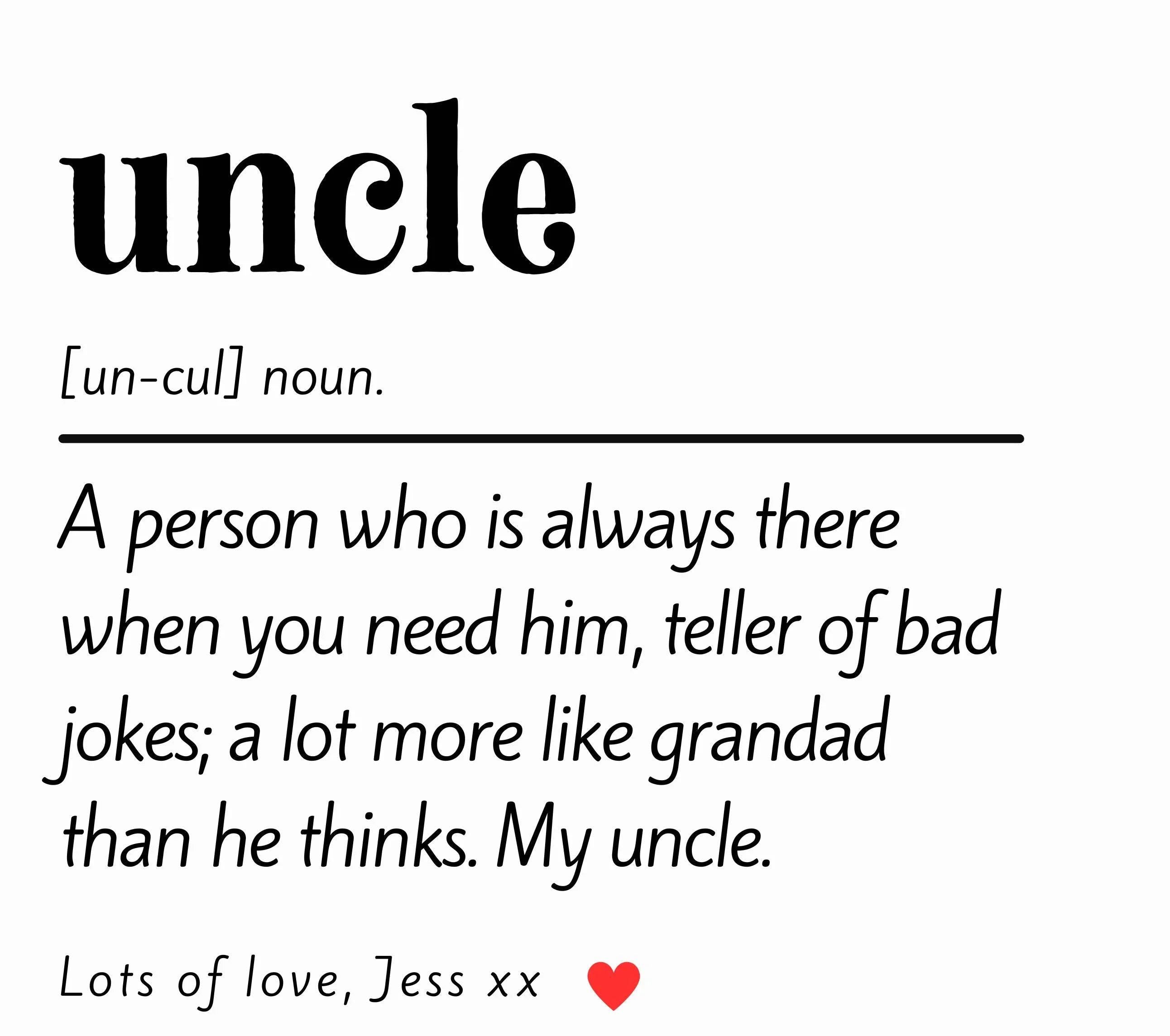 Uncle Noun Definition Personalised Candle | Uncle Dictionary Definition Quote Gift | Uncle Message Gift | Any Occasion Uncle Candle Gift Etsy