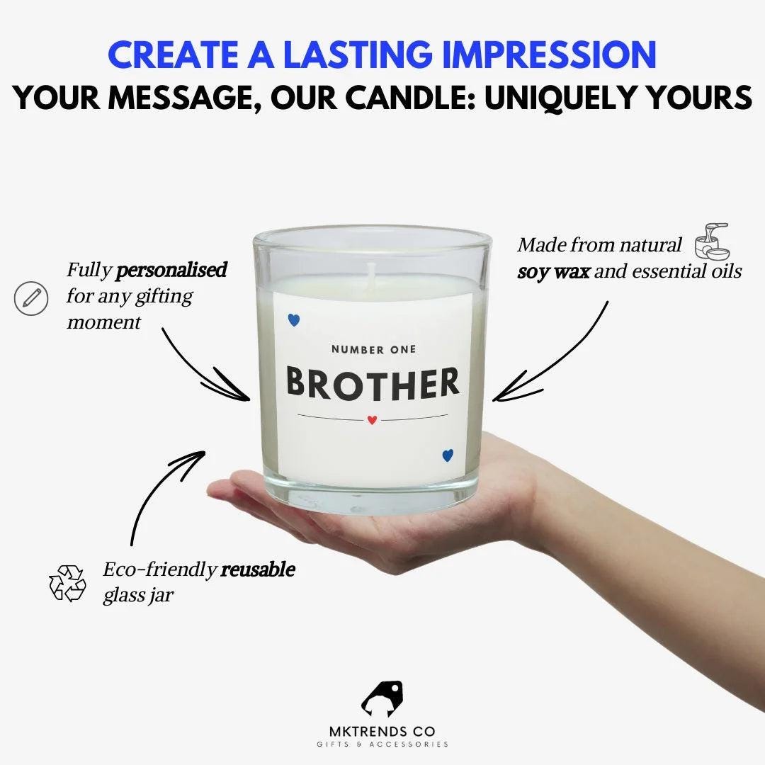 Number One Brother Personalised Candle | Best Bro Gift | Number 1 Brother Candle | Brother Appreciation Candle | Birthday | Christmas Gift Etsy