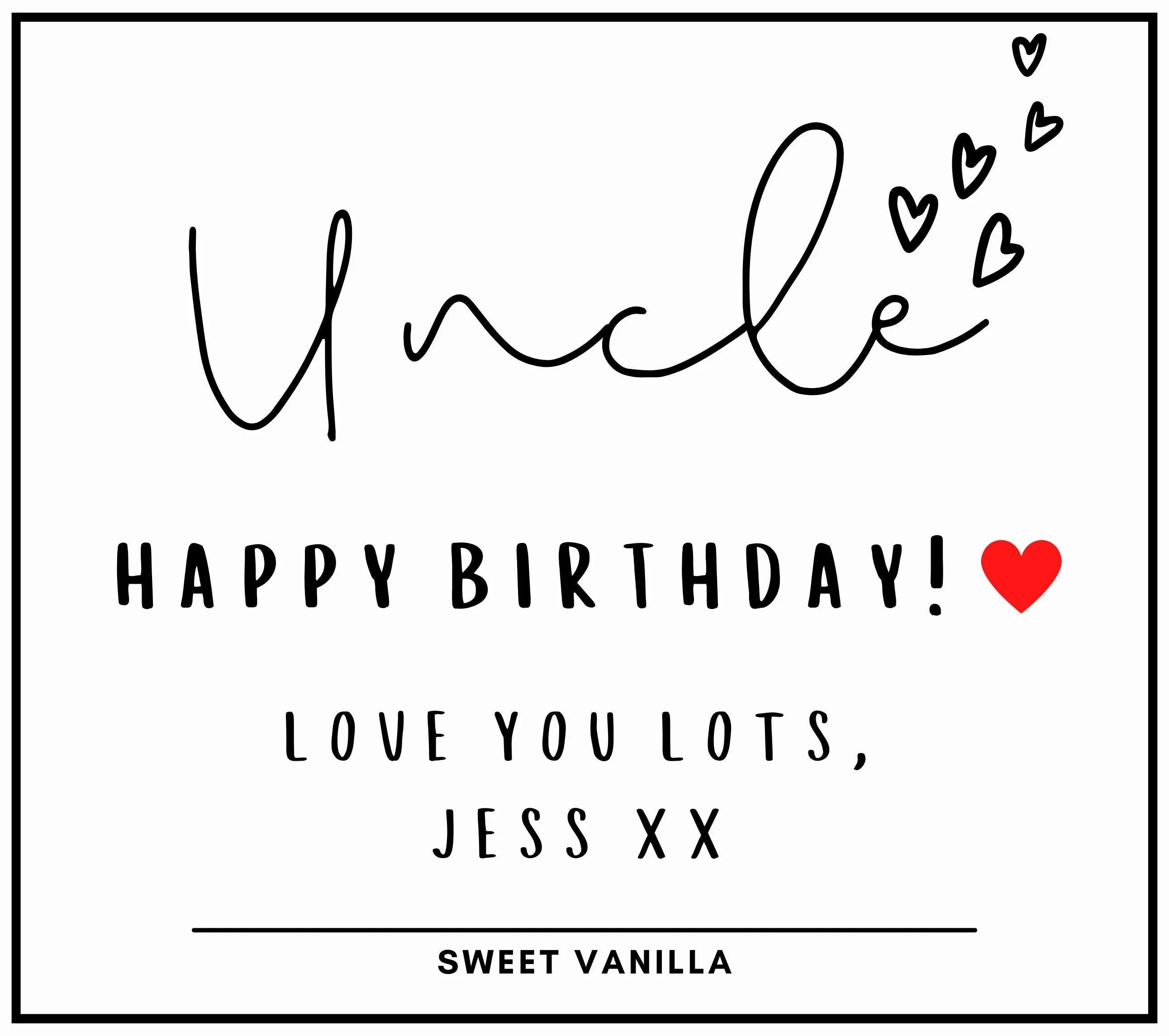 Uncle Hearts Personalised Candle | Uncle Message Gift | Best Uncle Gifts | Uncle Birthday Gift | Uncle Christmas Gift | Uncle Quote Message Etsy