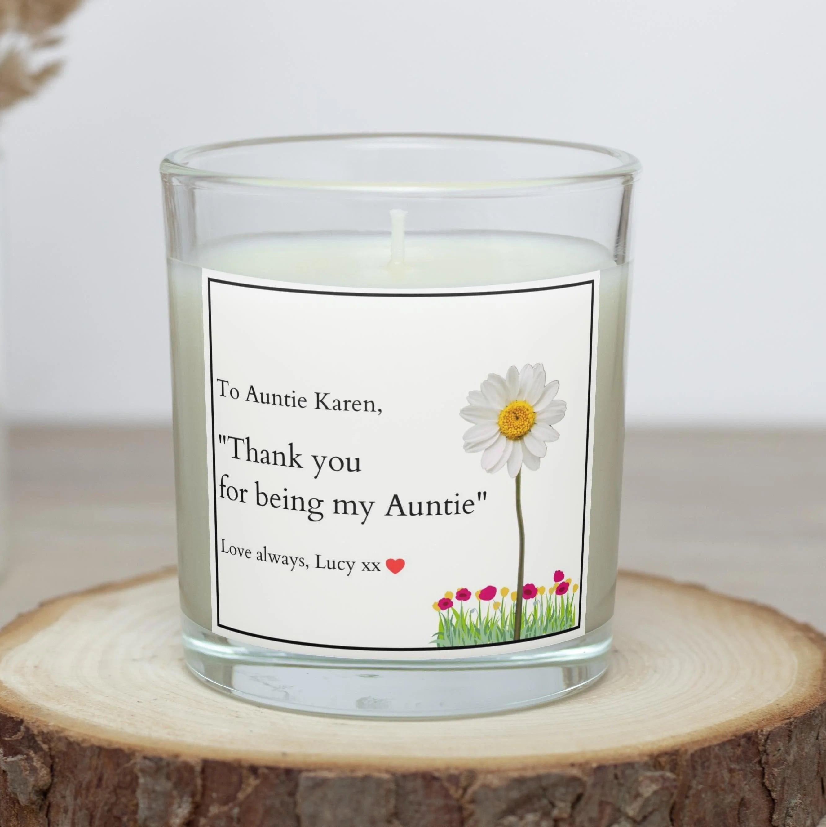 Thank You for Being My Auntie Personalised Candle Gift | Aunty Message | Cute Thoughtful Candle for Auntie | Thank You | Auntie Message Gift Etsy
