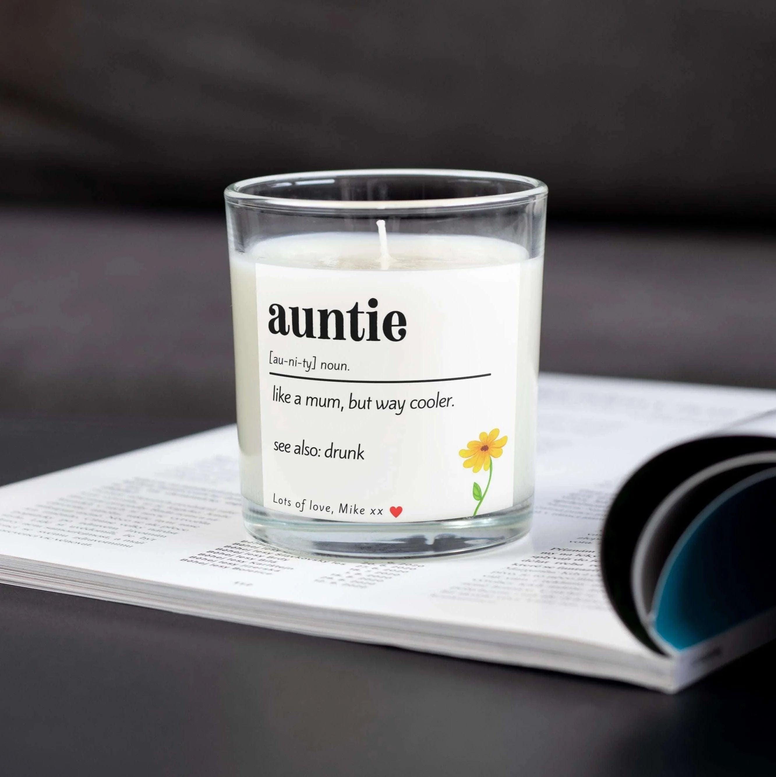 Auntie Noun Personalised Candle Gift | Funny Auntie Noun Gift | Auntie Noun Message Gift | Auntie Birthday | Thoughtful Aunty Message Gift Etsy