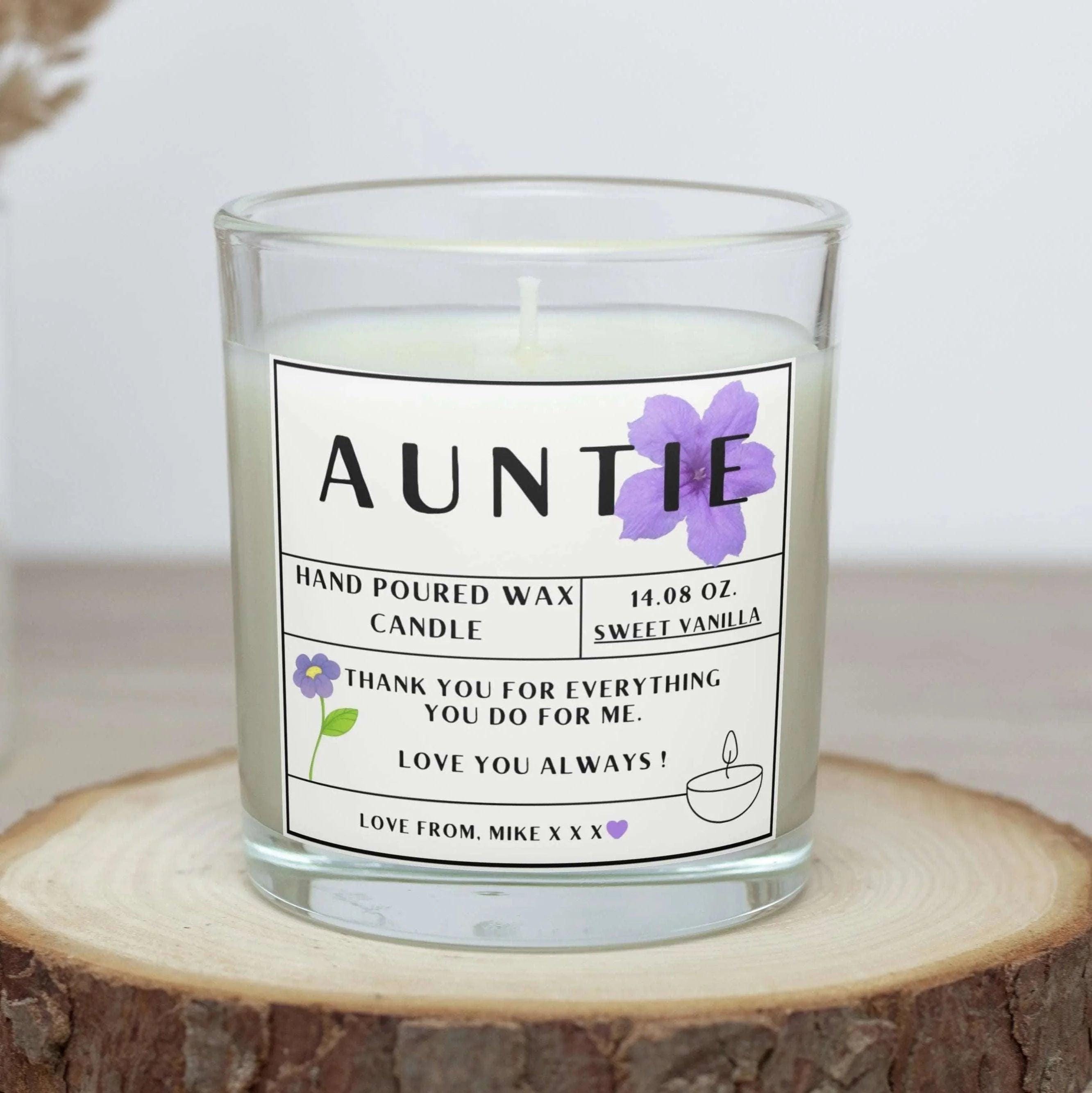 Auntie Message Personalised Candle Gift | Aunty Quote Message Gift | Auntie Birthday | Just Because | Love You Aunt Candle | Thank You Aunty Etsy
