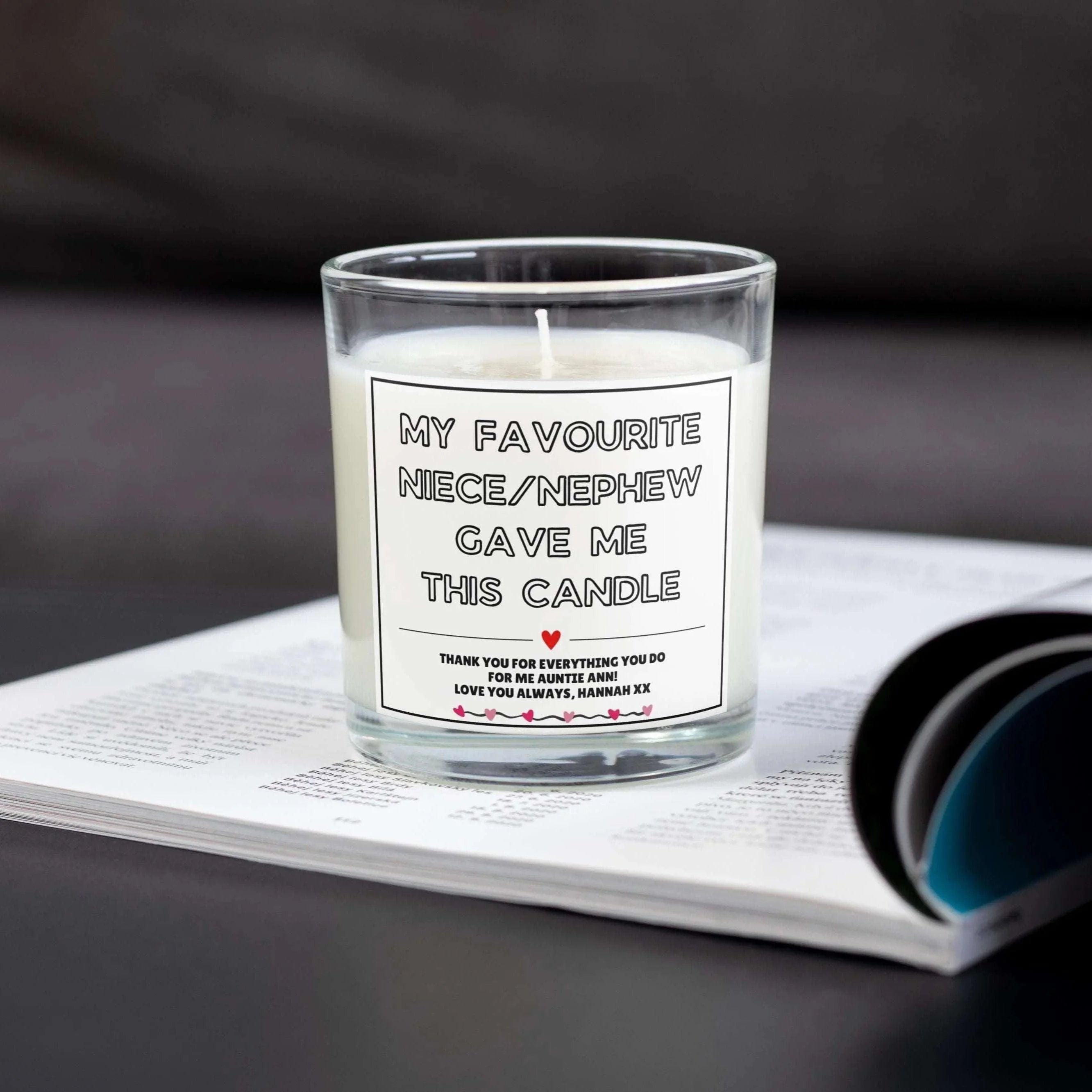 Auntie Favourite Niece Nephew Message Personalised Candle | Auntie Gift | Funny Auntie Gift | Gift for Auntie | From Niece Nephew Gifts Etsy