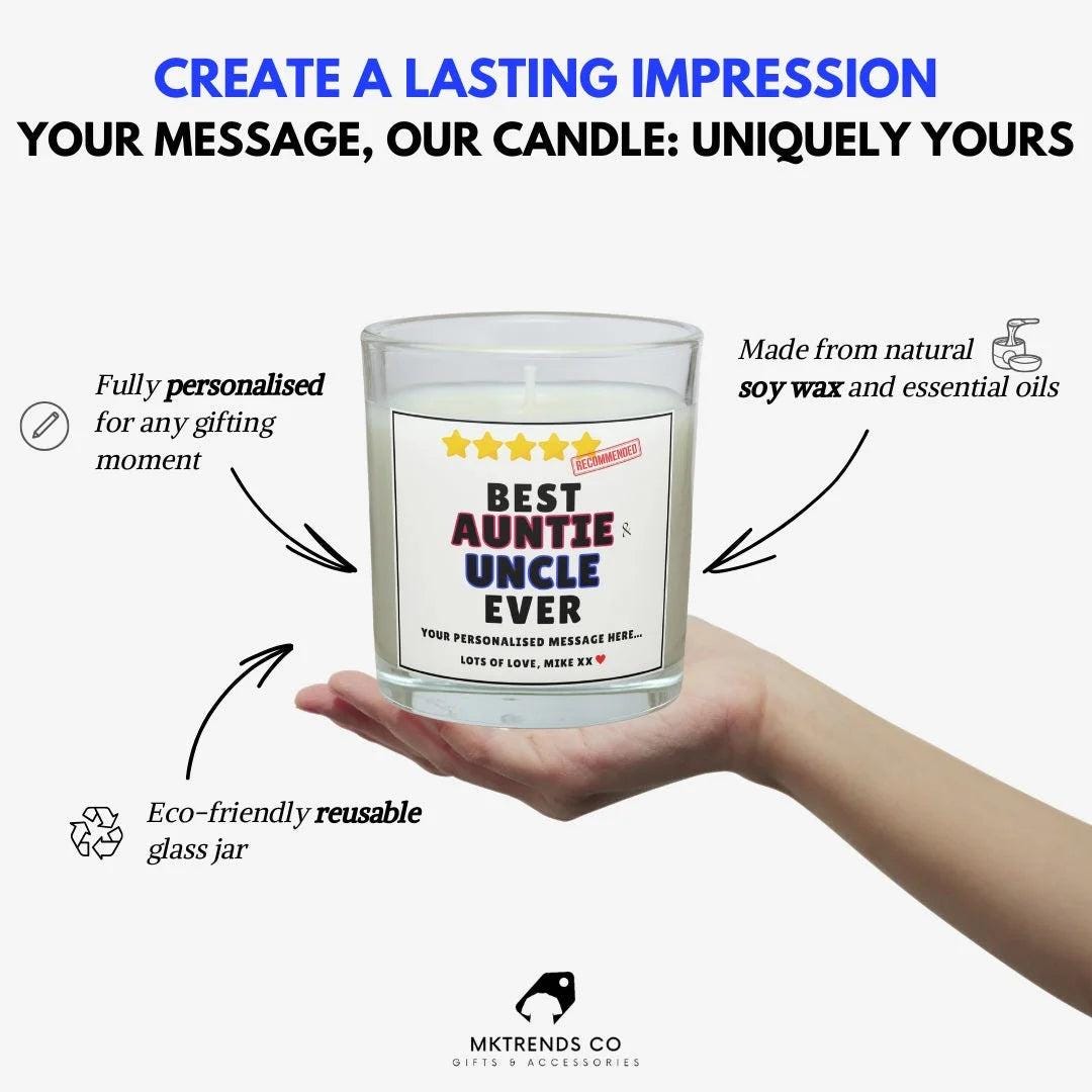 Best Auntie & Uncle Ever Personalised Candle | Auntie Uncle Gift | Novelty Auntie and Uncle Gift | Funny Message Award | Auntie Uncle Gift Etsy