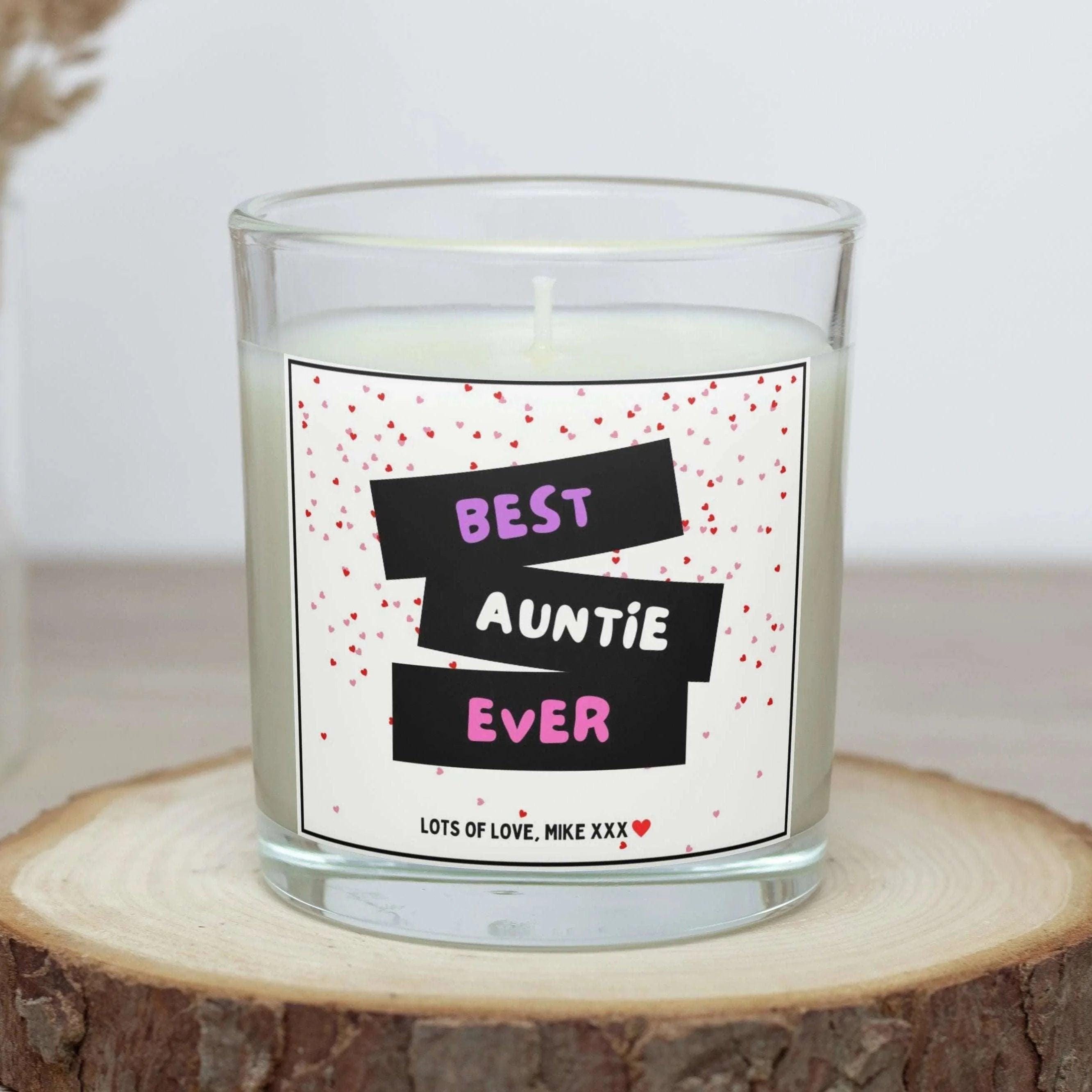 Best Auntie Ever Hearts Personalised Candle Gift | Gift from Niece and Nephew | Aunty Message Candle | Auntie Name Message Personalised Gift Etsy