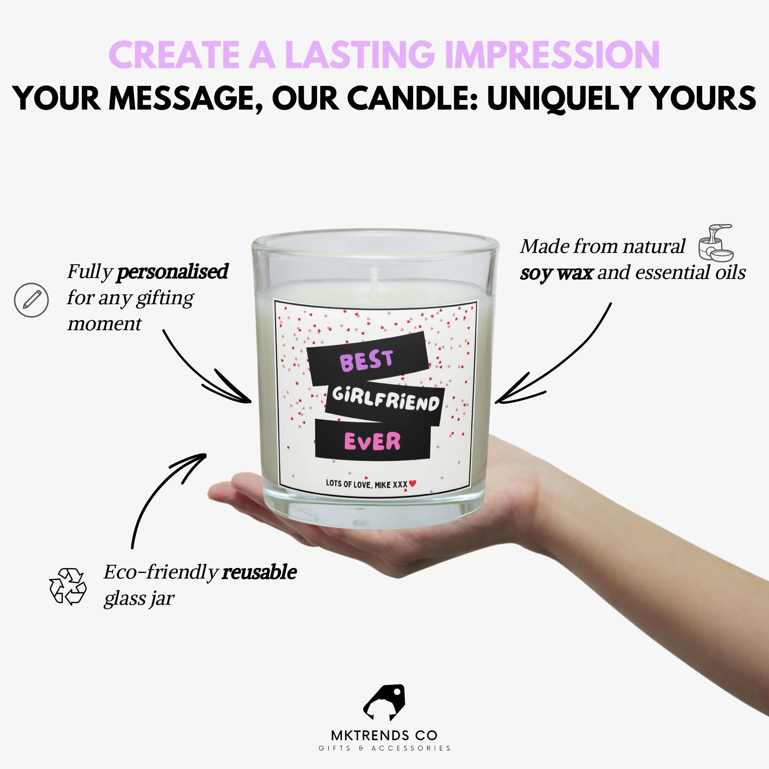 Best Girlfriend Ever Personalised Candle | Best Girlfriend Candle | Best Girlfriend Ever Message | Romantic Gift for Girlfriend | Birthday Etsy