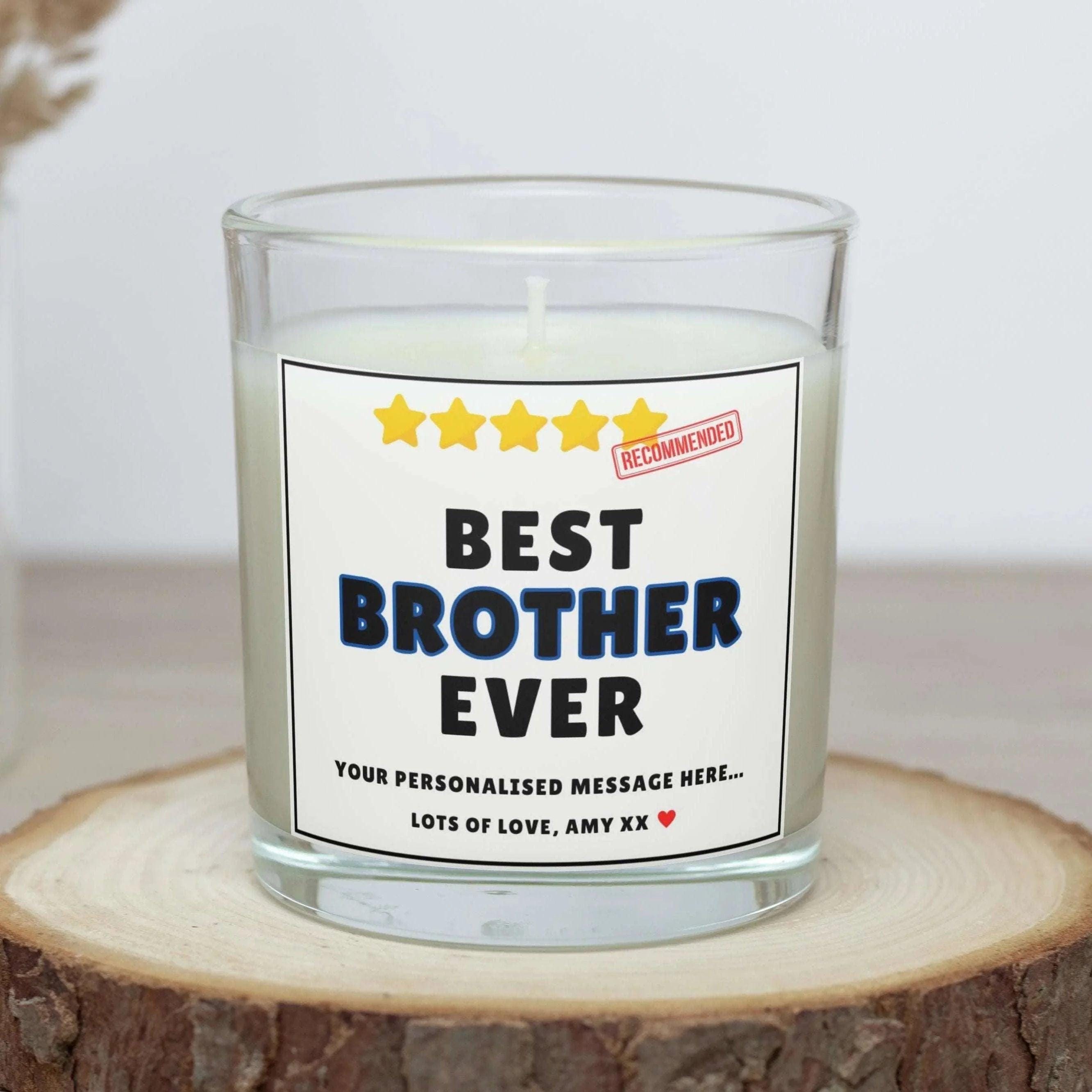 Best Brother Ever 5-Stars Review Personalised Candle | Novelty Best brother Ever Review | Brother Birthday | Thank You Brother Candle Gift Etsy