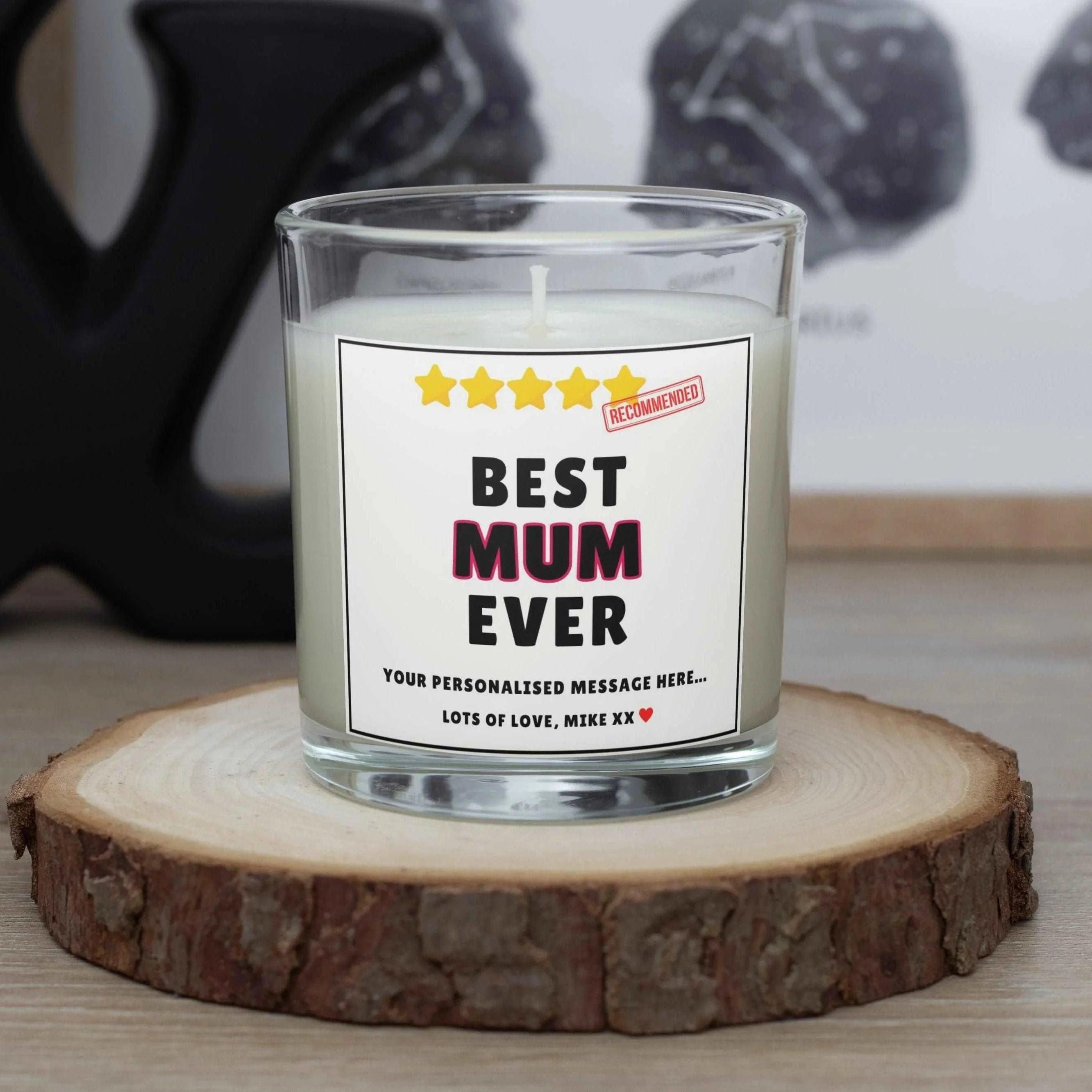 Best Mum Ever 5 Stars Award Personalised Candle Gift | Gift for Mum | Novelty Funny Gift for Mum | Funny Mum Rating Candle | Five Star Mum Etsy