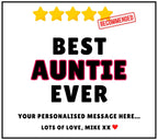 Best Auntie Ever 5 Stars Review Personalised Candle Gift | Novelty Gift for Auntie | Funny Aunty Review Candle | Best Auntie Message Candle Etsy