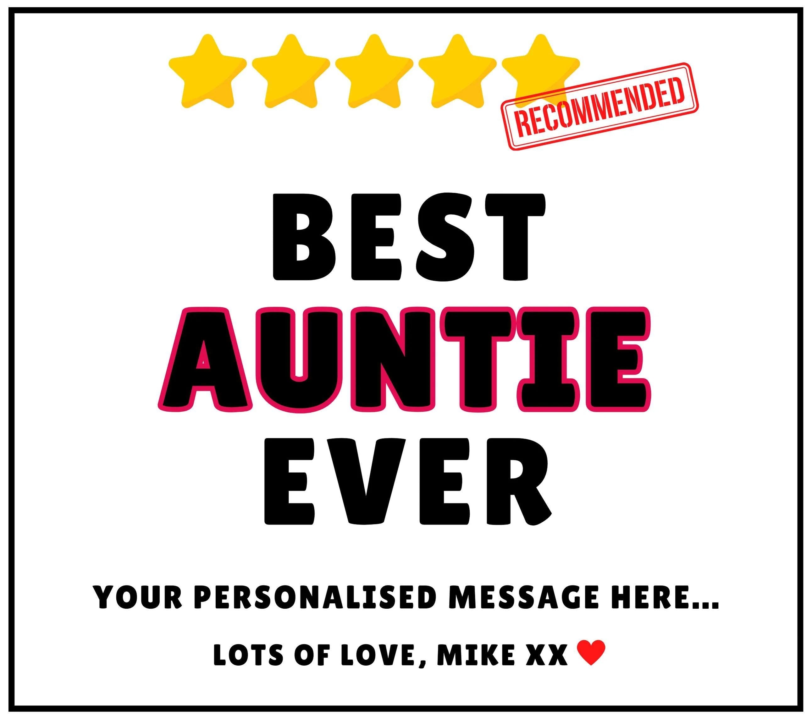 Best Auntie Ever 5 Stars Review Personalised Candle Gift | Novelty Gift for Auntie | Funny Aunty Review Candle | Best Auntie Message Candle Etsy