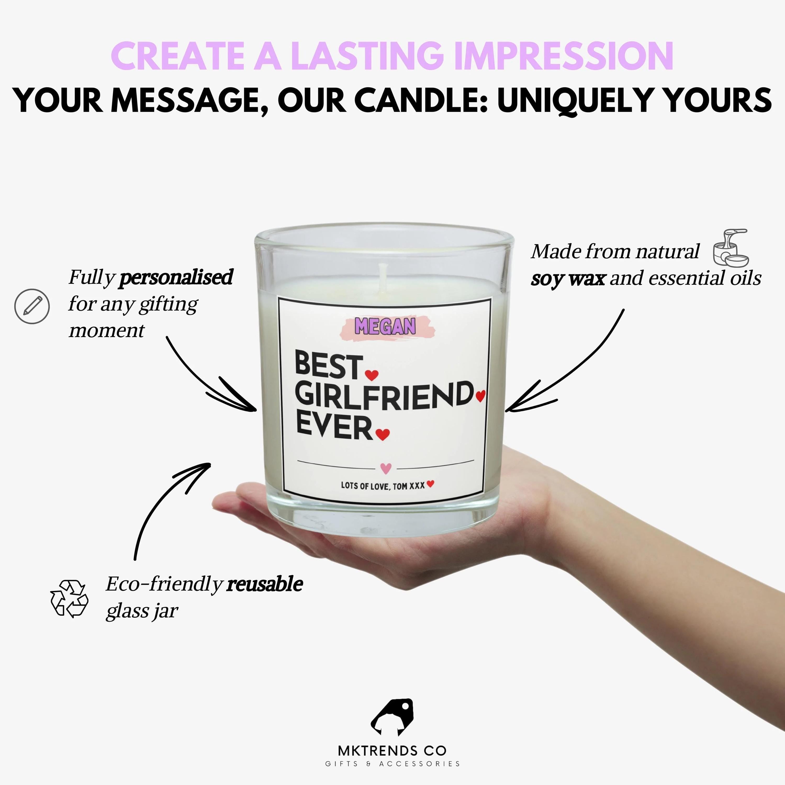 Best Girlfriend Ever Name Hearts Personalised Candle | Best Girlfriend Gift | Christmas | Birthday |  Anniversary | Best Girlfriend Ever Etsy