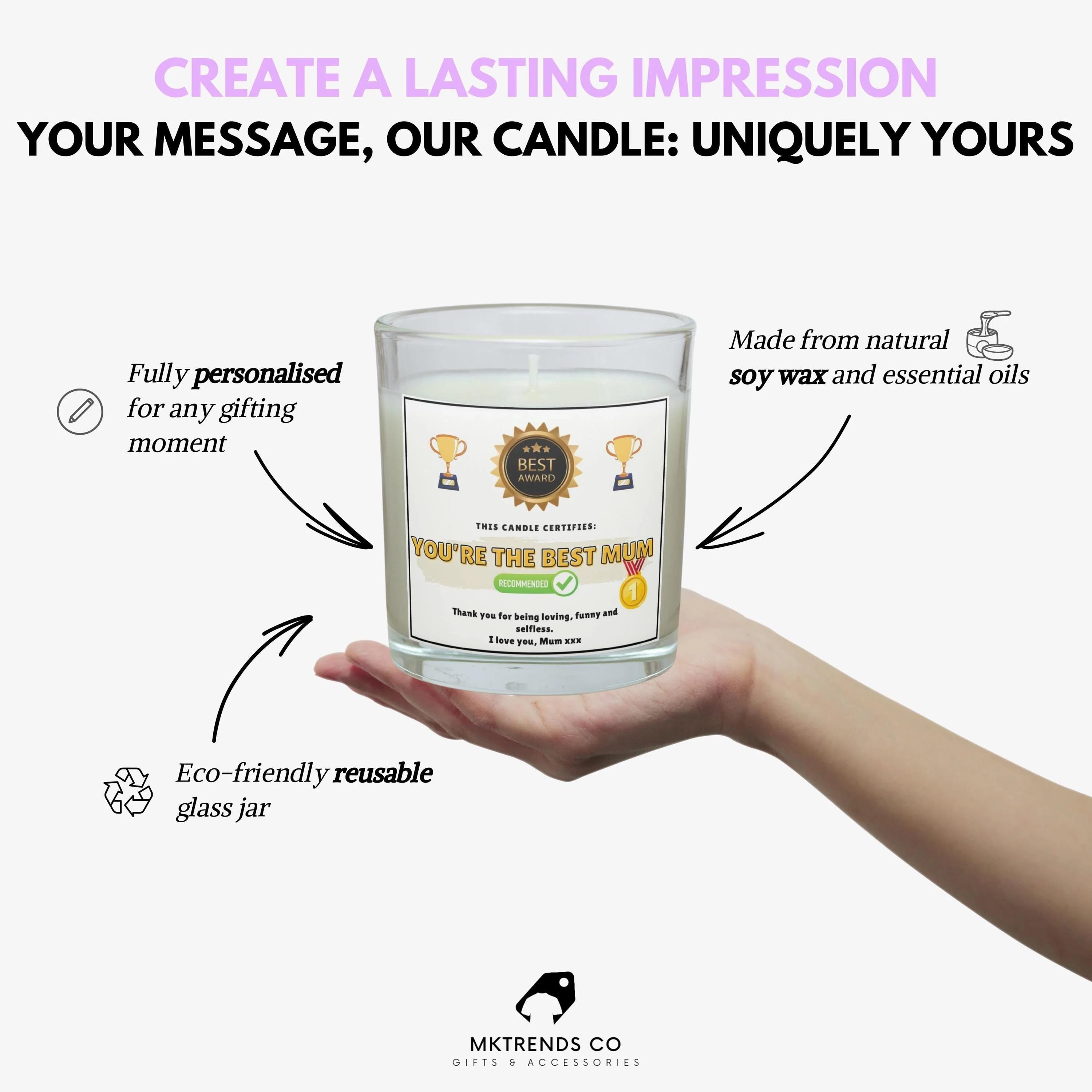 Best Mum Award Personalised Candle | Best Mum Award Gift | Funny Gift for Mum | Funny Message Mum Gift | Novelty Mum Candle | Mum Message Etsy