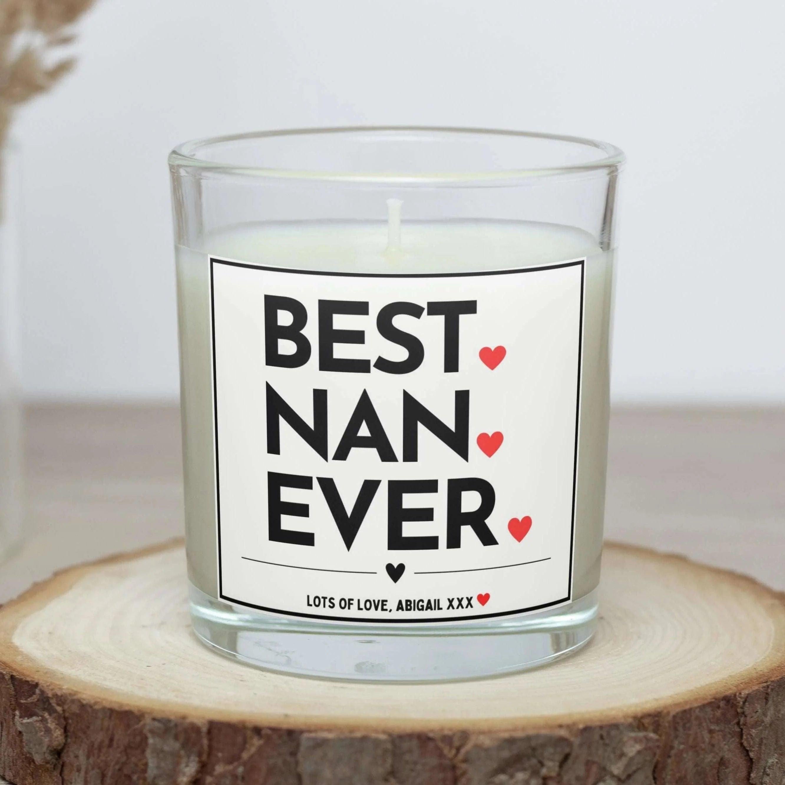 Best Nan Ever Personalised Candle Gift | Best Nan Message Gift | Best Nanna Gift | Best Grandma Gift | Nan Christmas | Nan Birthday Gifts Etsy