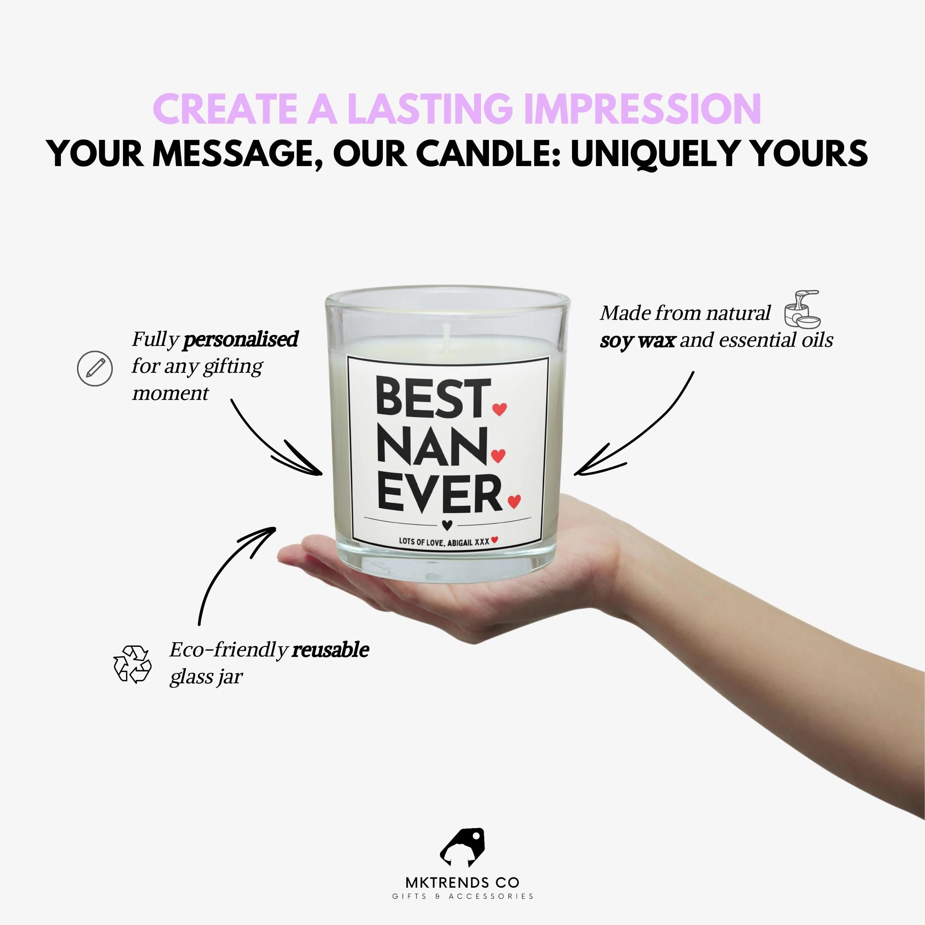 Best Nan Ever Personalised Candle Gift | Best Nan Message Gift | Best Nanna Gift | Best Grandma Gift | Nan Christmas | Nan Birthday Gifts Etsy