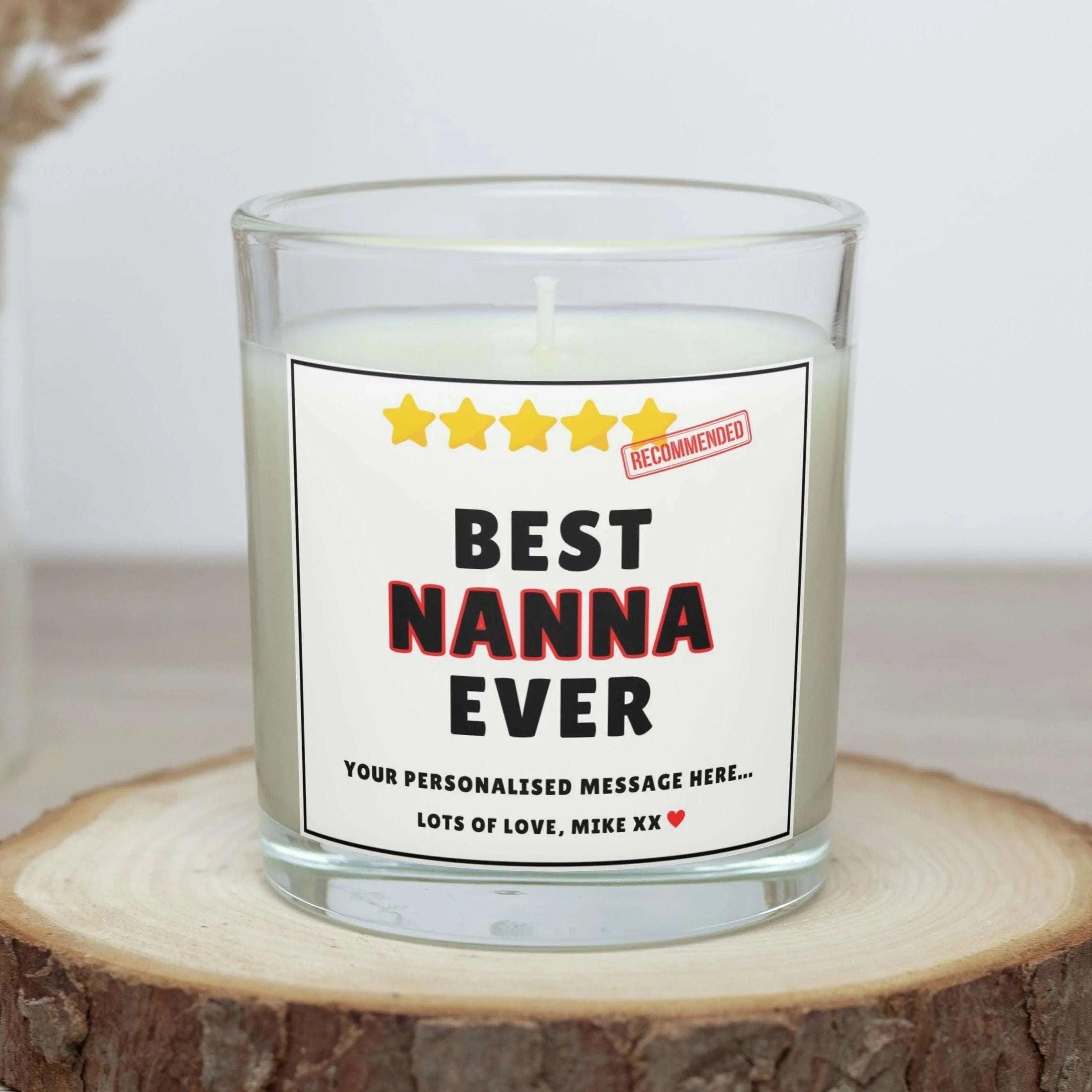 5 Star Best Nan Ever Personalised Candle | Nanna Funny Five Star Review Gift | Fun Novelty Gift for Nan | Nanna Birthday | Thank You Nanna Etsy