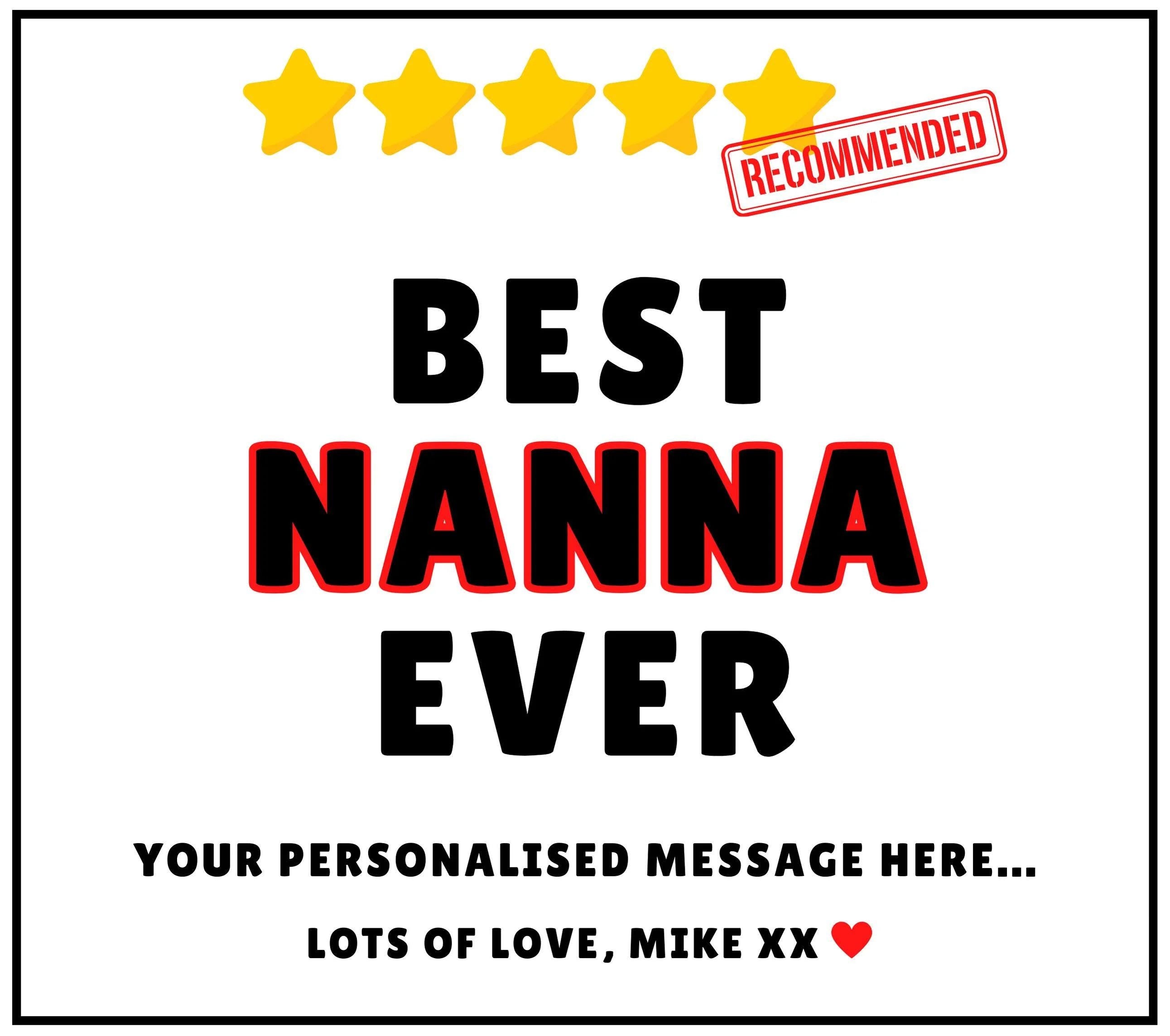 5 Star Best Nan Ever Personalised Candle | Nanna Funny Five Star Review Gift | Fun Novelty Gift for Nan | Nanna Birthday | Thank You Nanna Etsy
