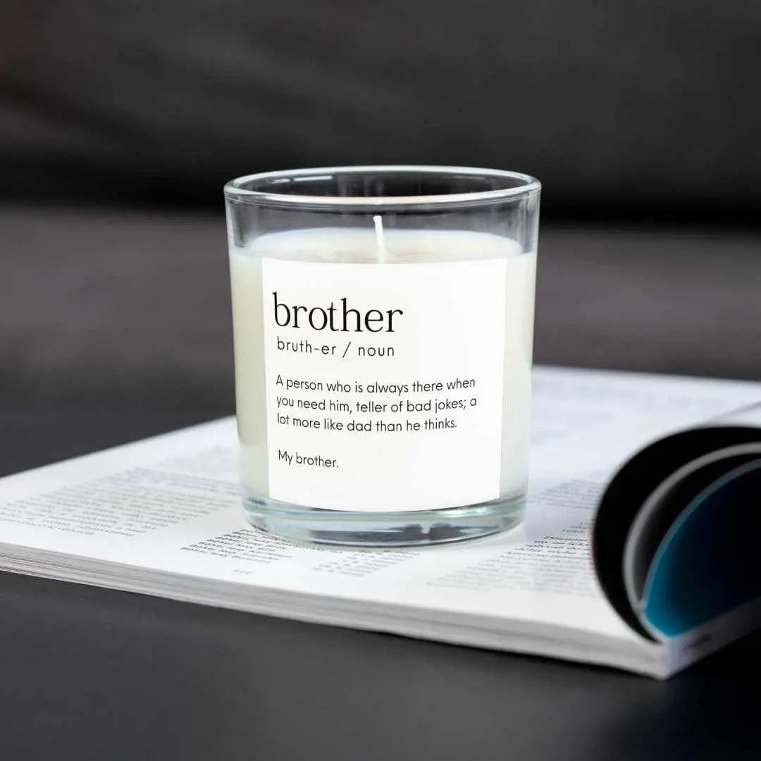 Brother Noun Definition Personalised Candle | Gifts for Brother | Brother Gifts | Any Message Brother Gift Christmas Etsy