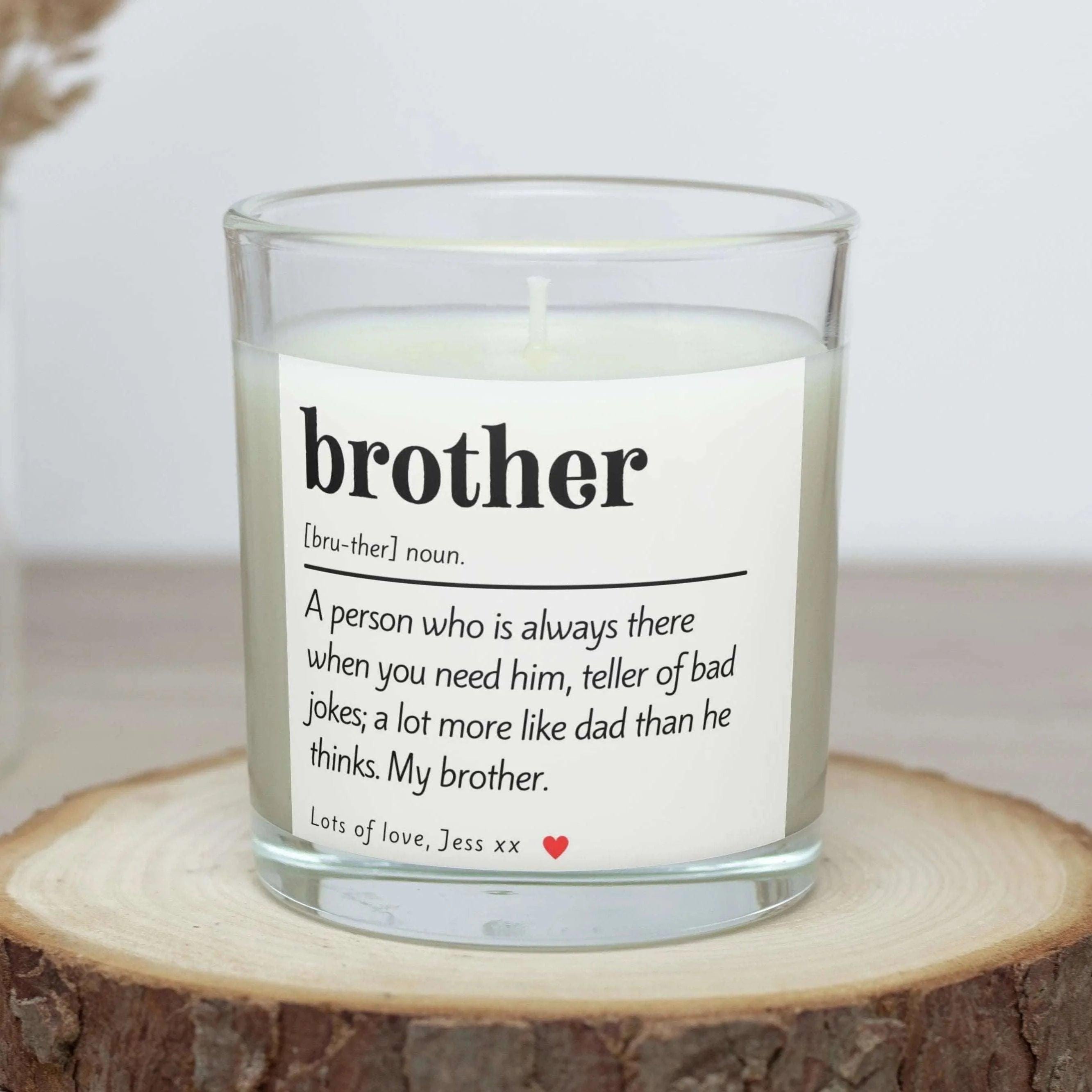 Brother Noun Definition Personalised Candle | Brother Dictionary Quote | Custom Message Brother Gift | Brother Christmas | Birthday Candle Etsy