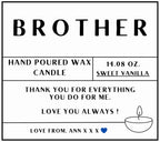 Brother Personalised Candle | Gifts for Brother | Brother Gifts | Thoughtful Brother Gift | Bro Candle | Birthday Candle | Christmas Gift Etsy
