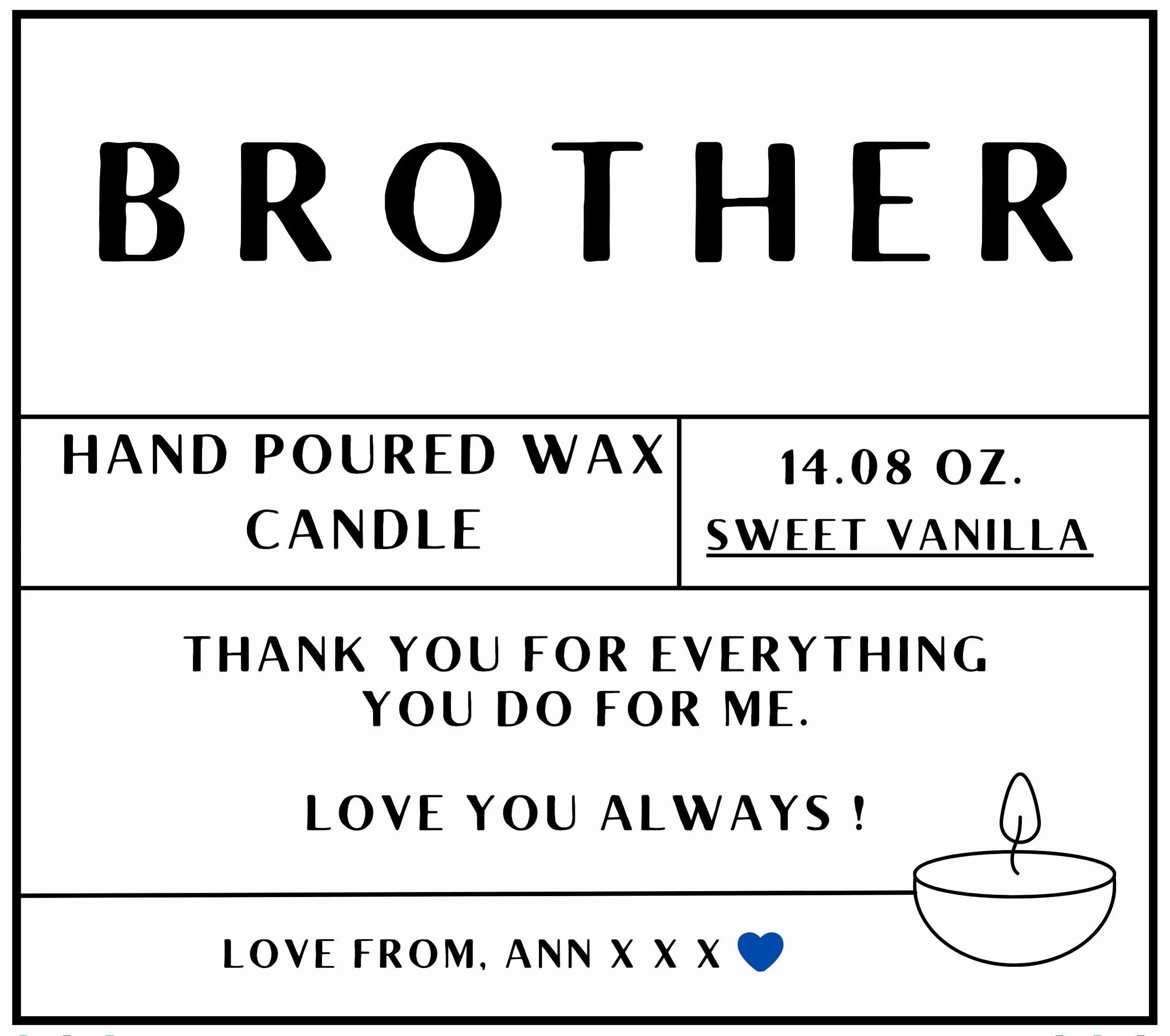 Brother Personalised Candle | Gifts for Brother | Brother Gifts | Thoughtful Brother Gift | Bro Candle | Birthday Candle | Christmas Gift Etsy