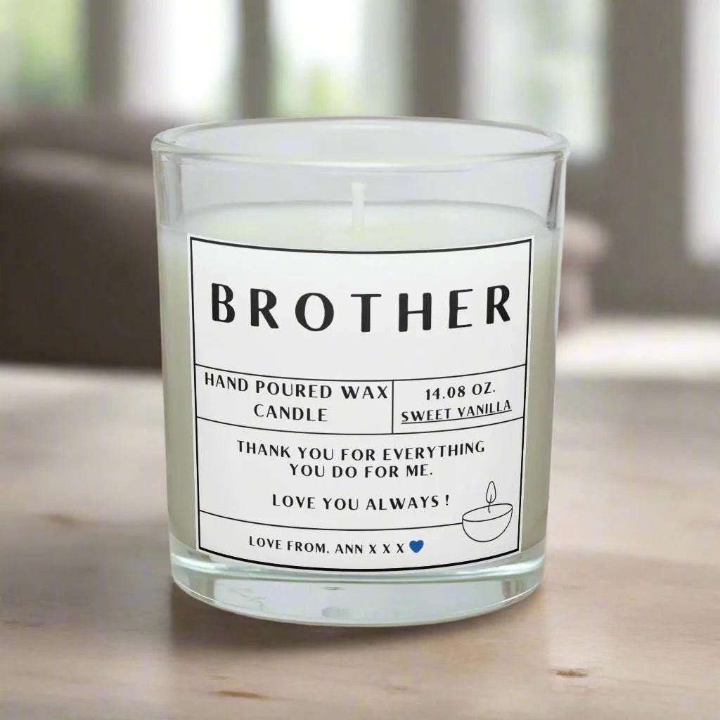 Brother Personalised Candle | Gifts for Brother | Brother Gifts | Thoughtful Brother Gift | Bro Candle | Birthday Candle | Christmas Gift Etsy
