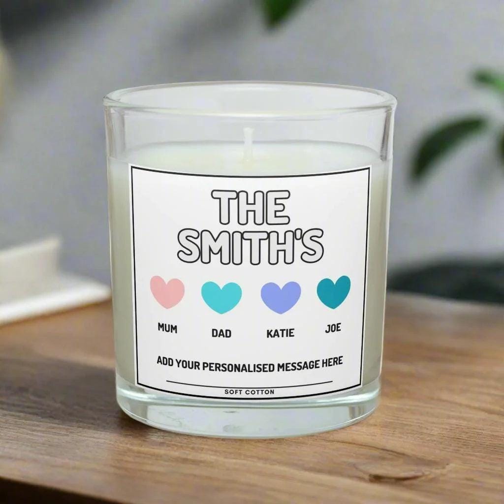 Family Name Personalised Candle | Family Name Gift | Gift for Family | Family Tree | Cute Family Name Message Gift | Christmas | New Home Etsy