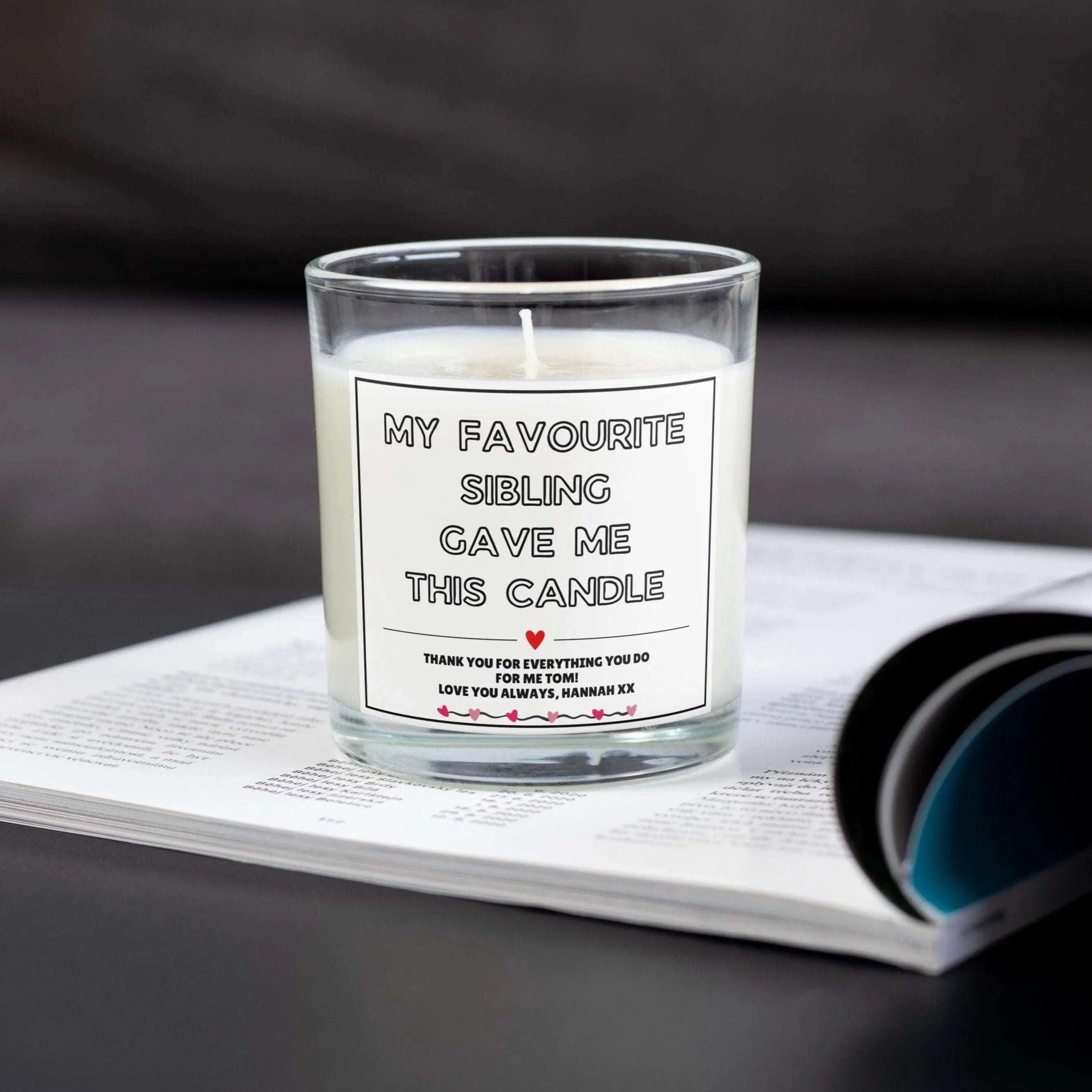 Favourite Sibling Personalised Candle | Funny Brother Sister Gift | Funny Gift for Brother | Funny Gift for Sister | Favourite Sibling Gifts Etsy
