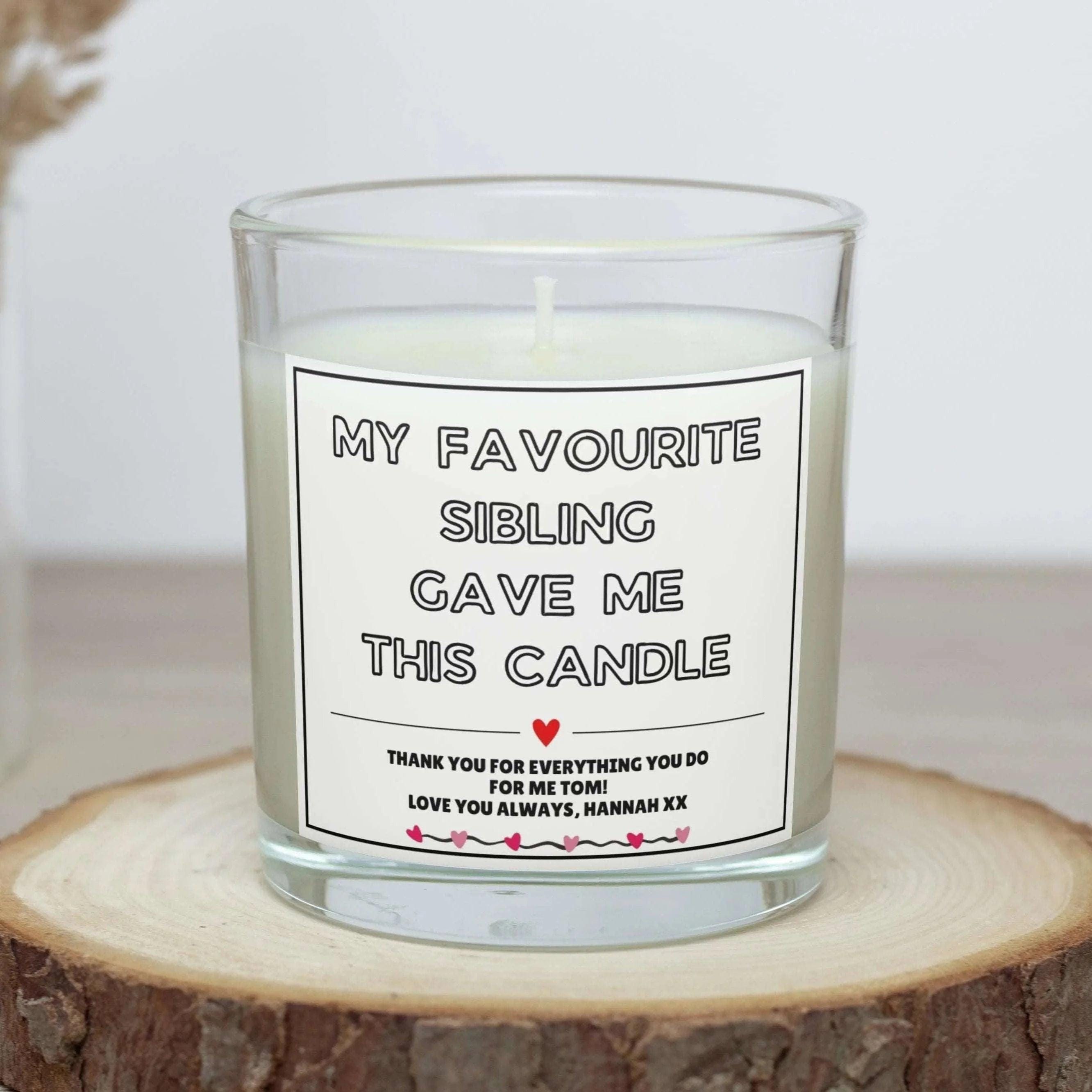 Favourite Sibling Personalised Candle | Funny Brother Sister Gift | Funny Gift for Brother | Funny Gift for Sister | Favourite Sibling Gifts Etsy