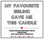 Favourite Sibling Personalised Candle | Funny Brother Sister Gift | Funny Gift for Brother | Funny Gift for Sister | Favourite Sibling Gifts Etsy