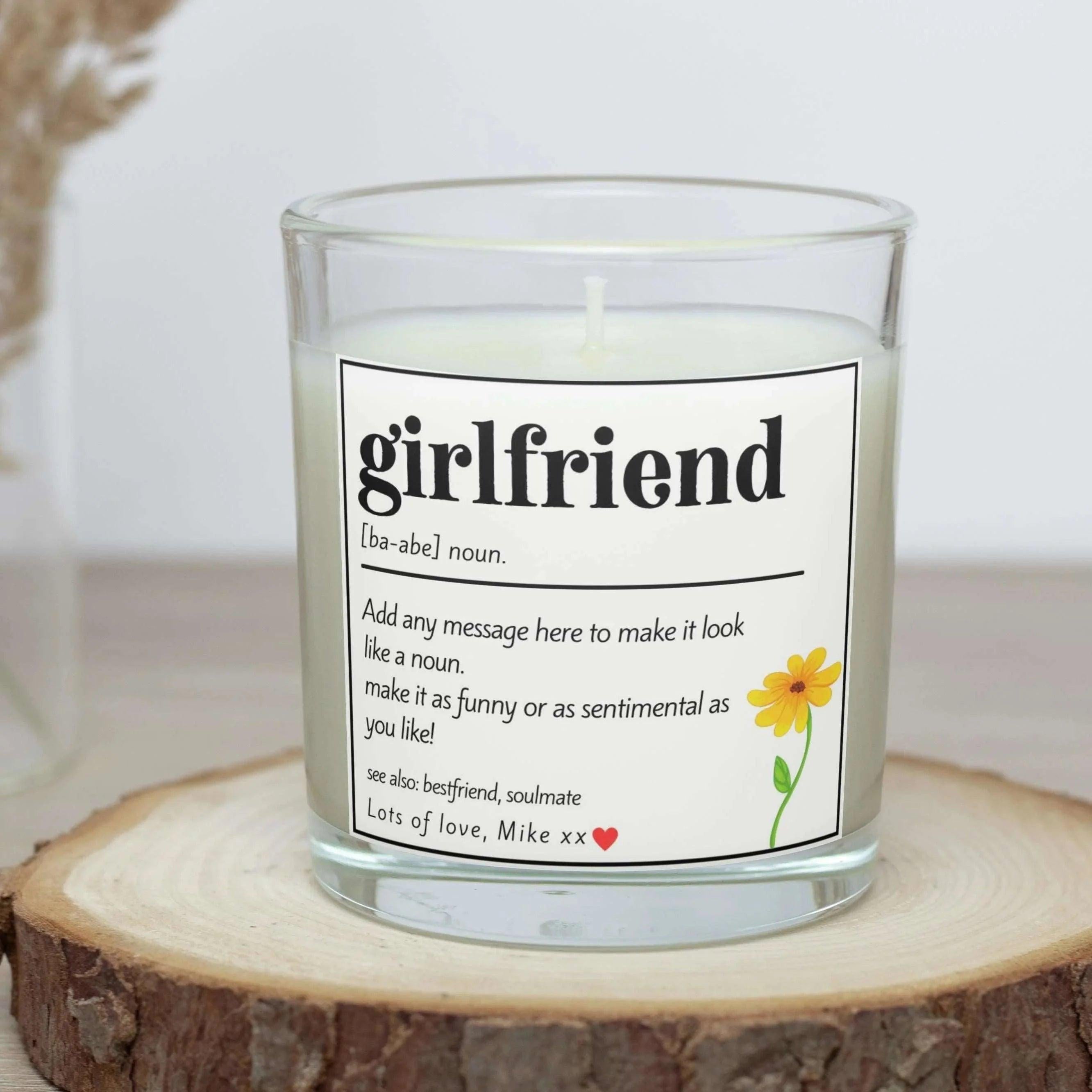 Girlfriend Noun Quote Personalised Candle | Gift for Girlfriend | Girlfriend Message Gift | Girlfriend Birthday | Girlfriend Anniversary Etsy