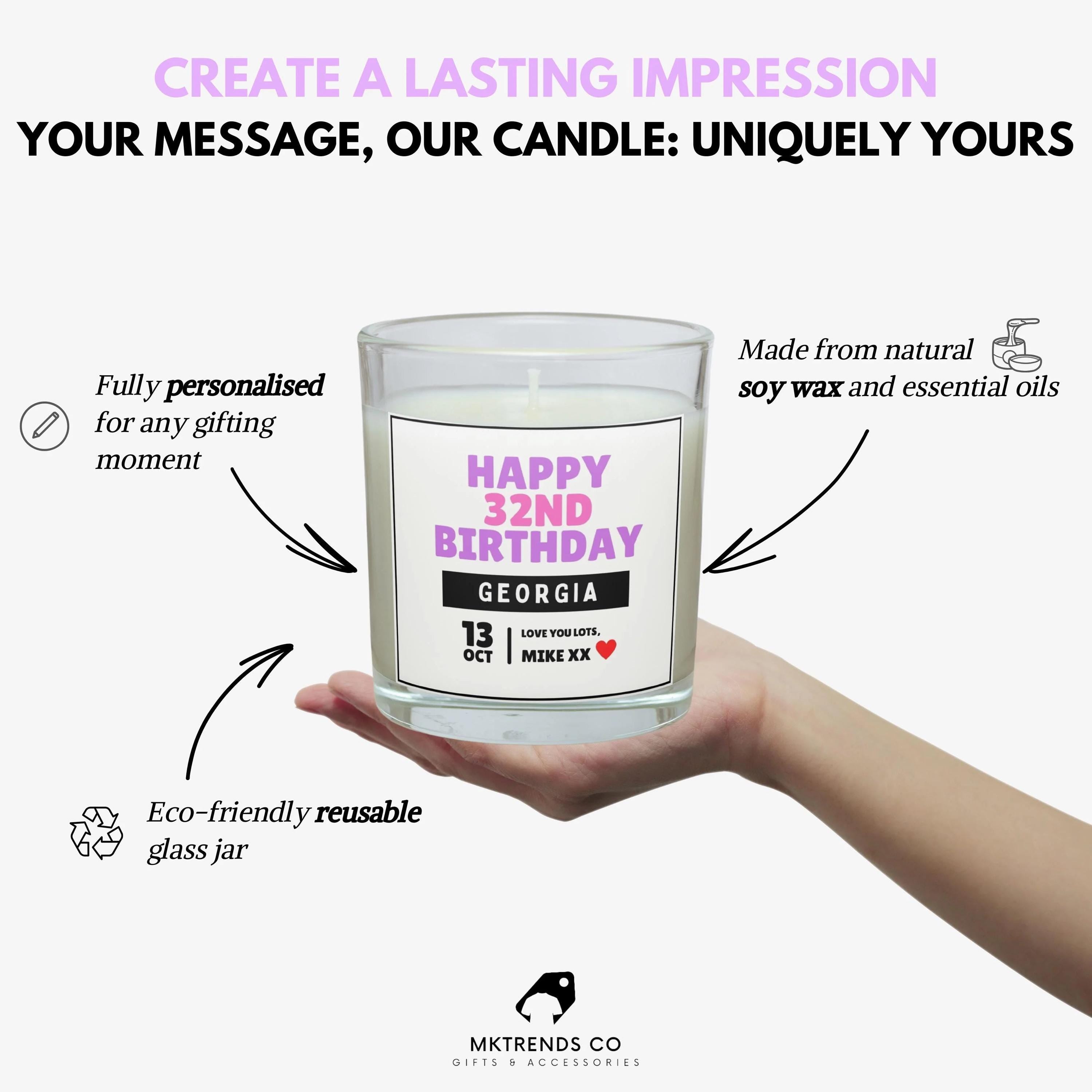 Happy Birthday Girlfriend Personalised Candle | Any Age Birthday Candle Gifts | 21st | 30th | 40th | Milestone Birthday Message Candle Gifts Etsy