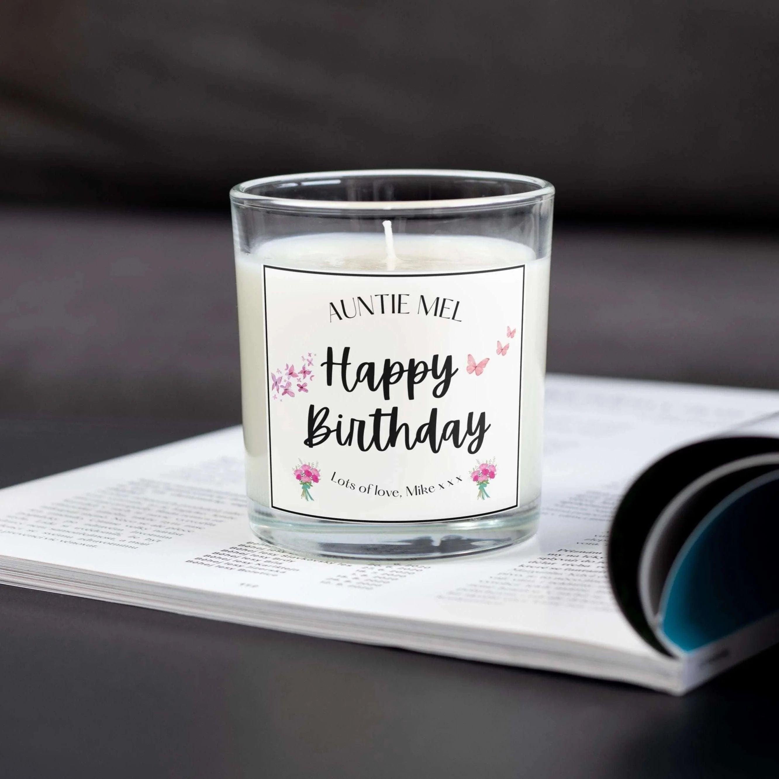 Auntie Happy Birthday Personalised Candle Gift | Aunty Birthday Candle | Birthday Gift from Niece and Nephew | Auntie Birthday Message Gift Etsy