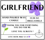 Girlfriend Custom Message Personalised Candle | Girlfriend Message Gift | Cute Girlfriend Candle | Birthday Gift | Christmas Girlfriend Gift Etsy