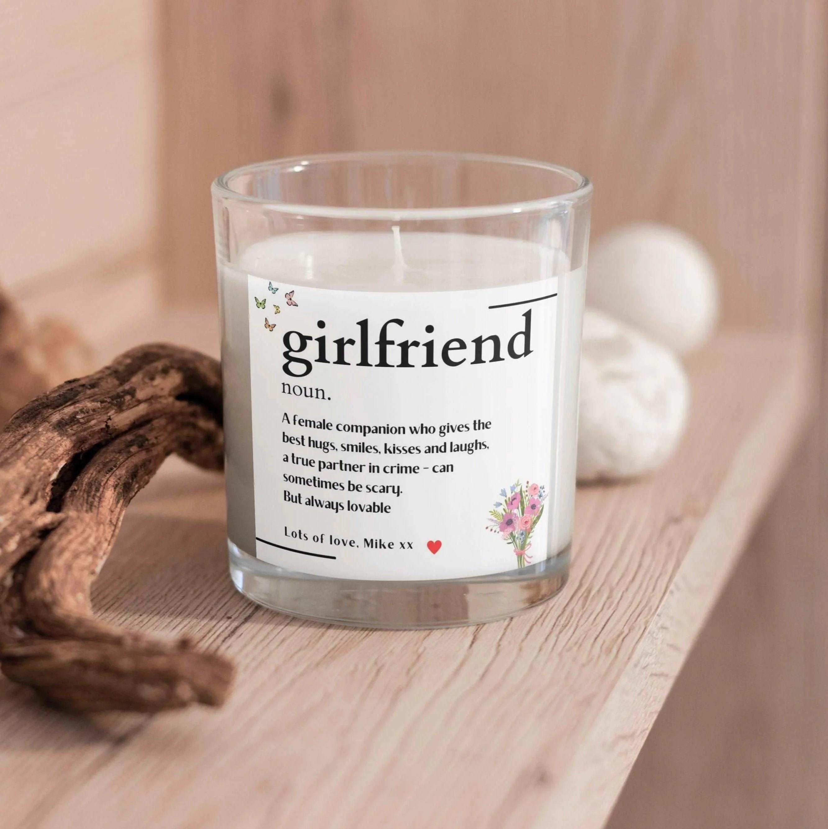 Girlfriend Noun Message Personalised Candle | Noun Definition Gift | Girlfriend Quote Gift | Anniversary Gift | Best Girlfriend Gifts Etsy