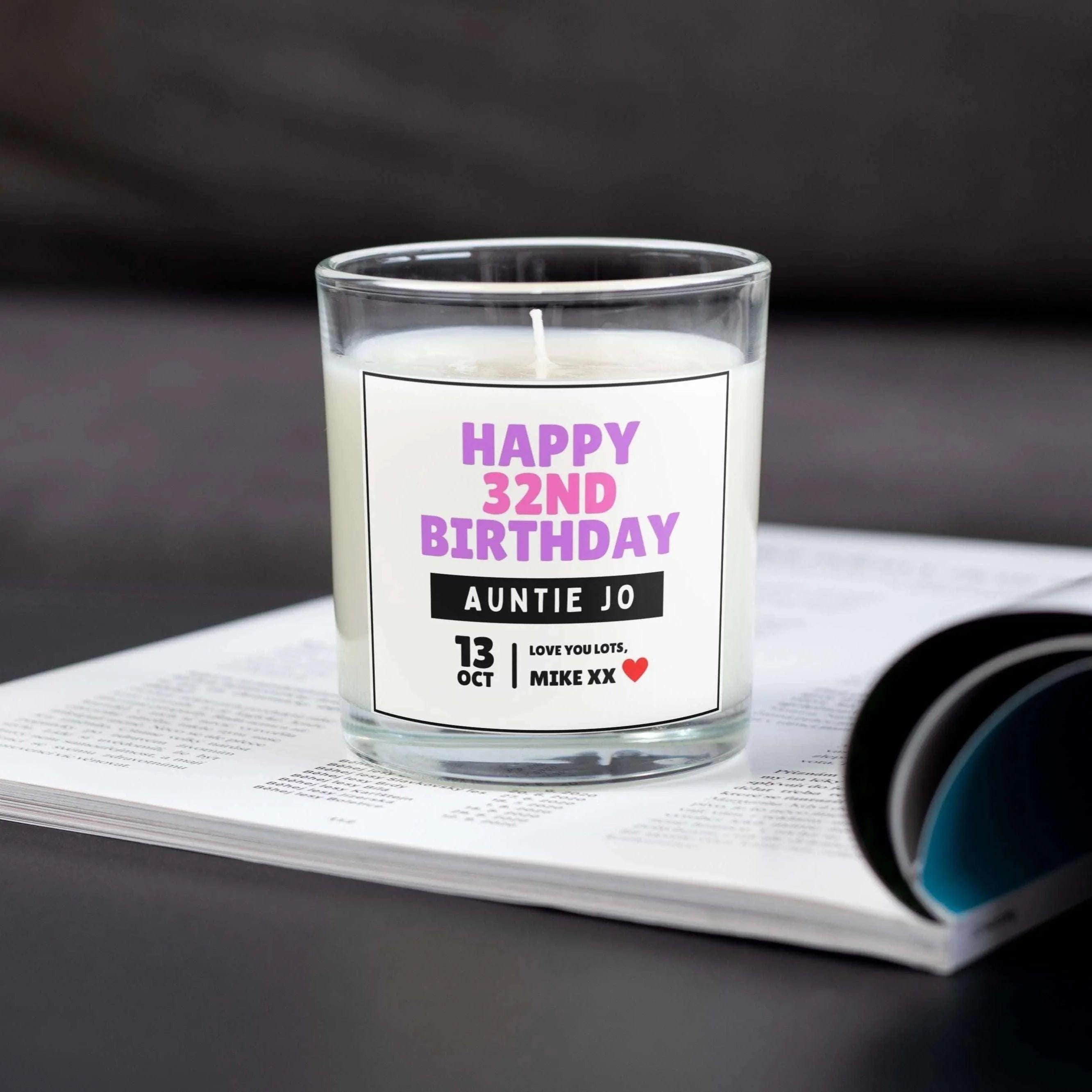 Auntie Happy Milestone Birthday Personalised Candle Gift | Birthday Age and Message | Birthday Gift for Aunty | Happy Birthday Aunt Candle Etsy
