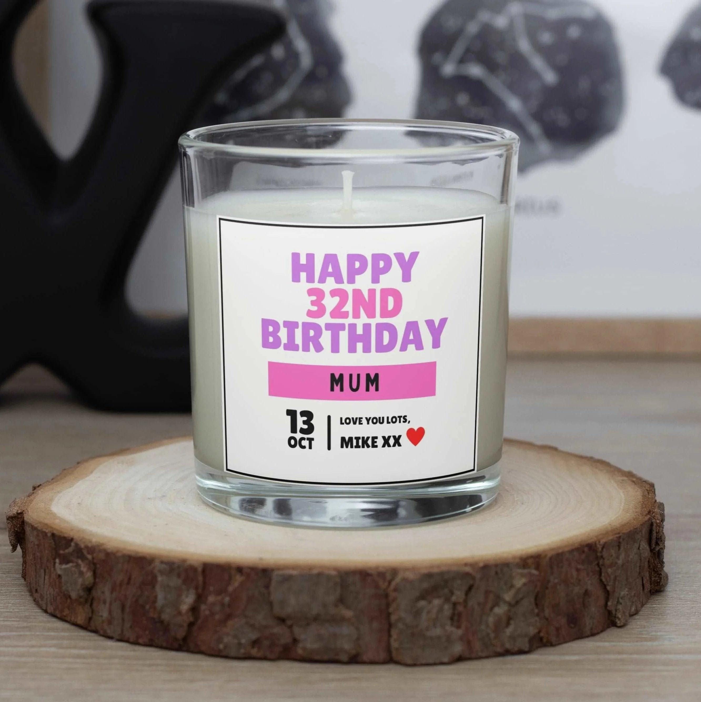 Happy Birthday Mum Personalised Candle | Birthday Gifts for Mum | Mum Birthday Message Candle Gift | Birthday Date Gift | Mum Pink Birthday Etsy