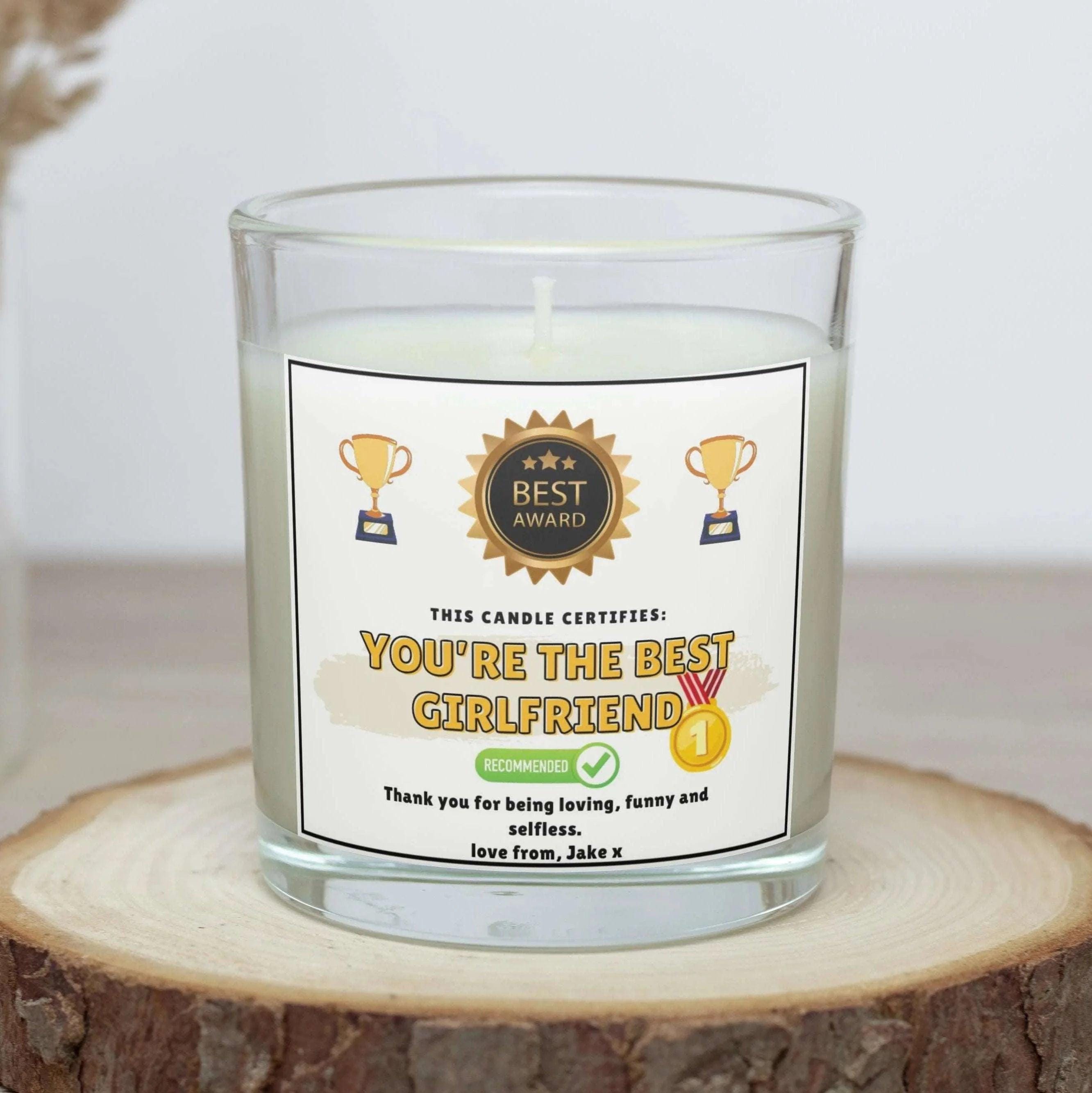 Funny Best Girlfriend Award Certificate Personalised Candle | Best Girlfriend Gift | Girlfriend Award | Funny Girlfriend Award Certificate Etsy