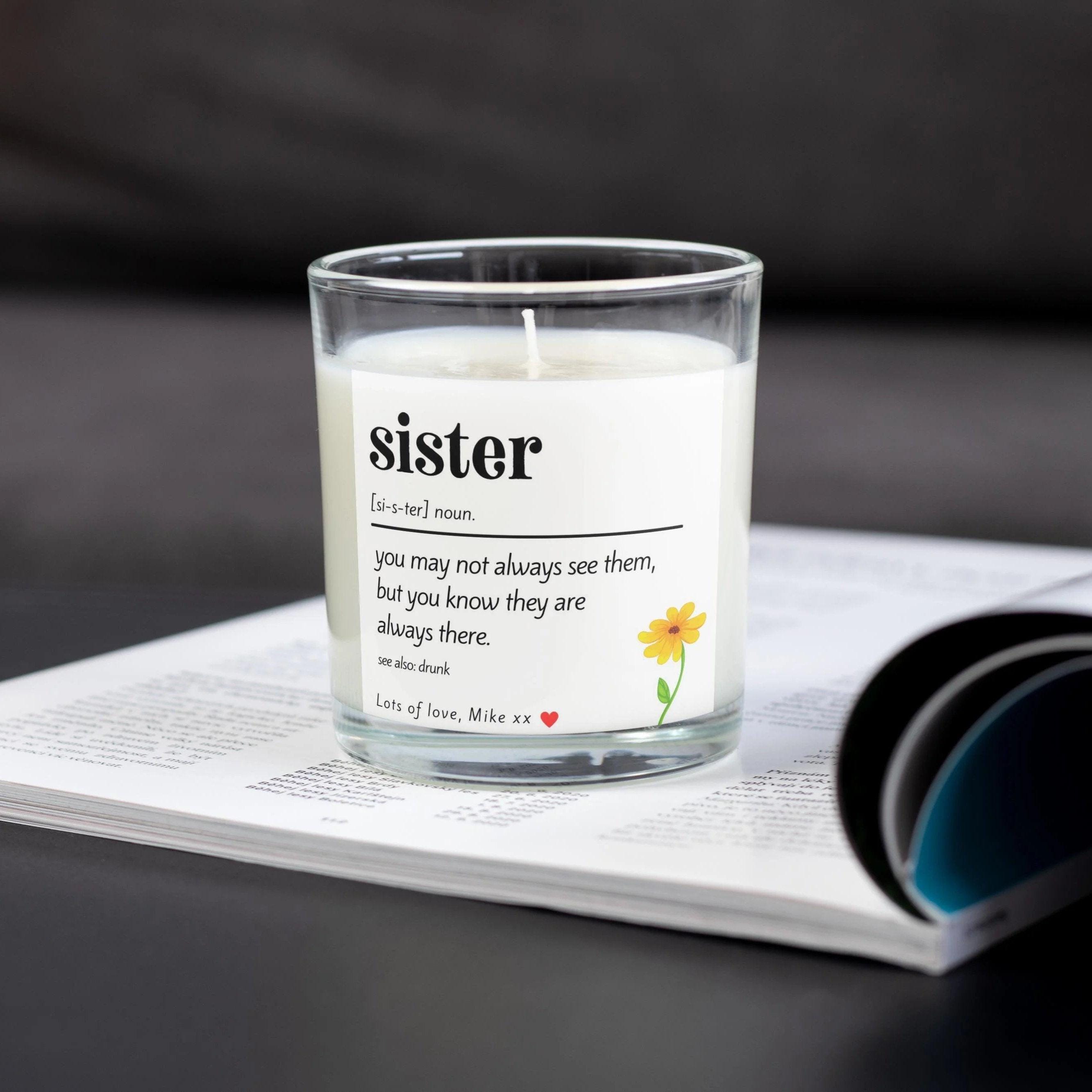 Sister Noun Quote Personalised Candle Gift | Gift for Sister | Sister Birthday Gift | Sister Christmas gift | Best Sister | Sister Candle Etsy