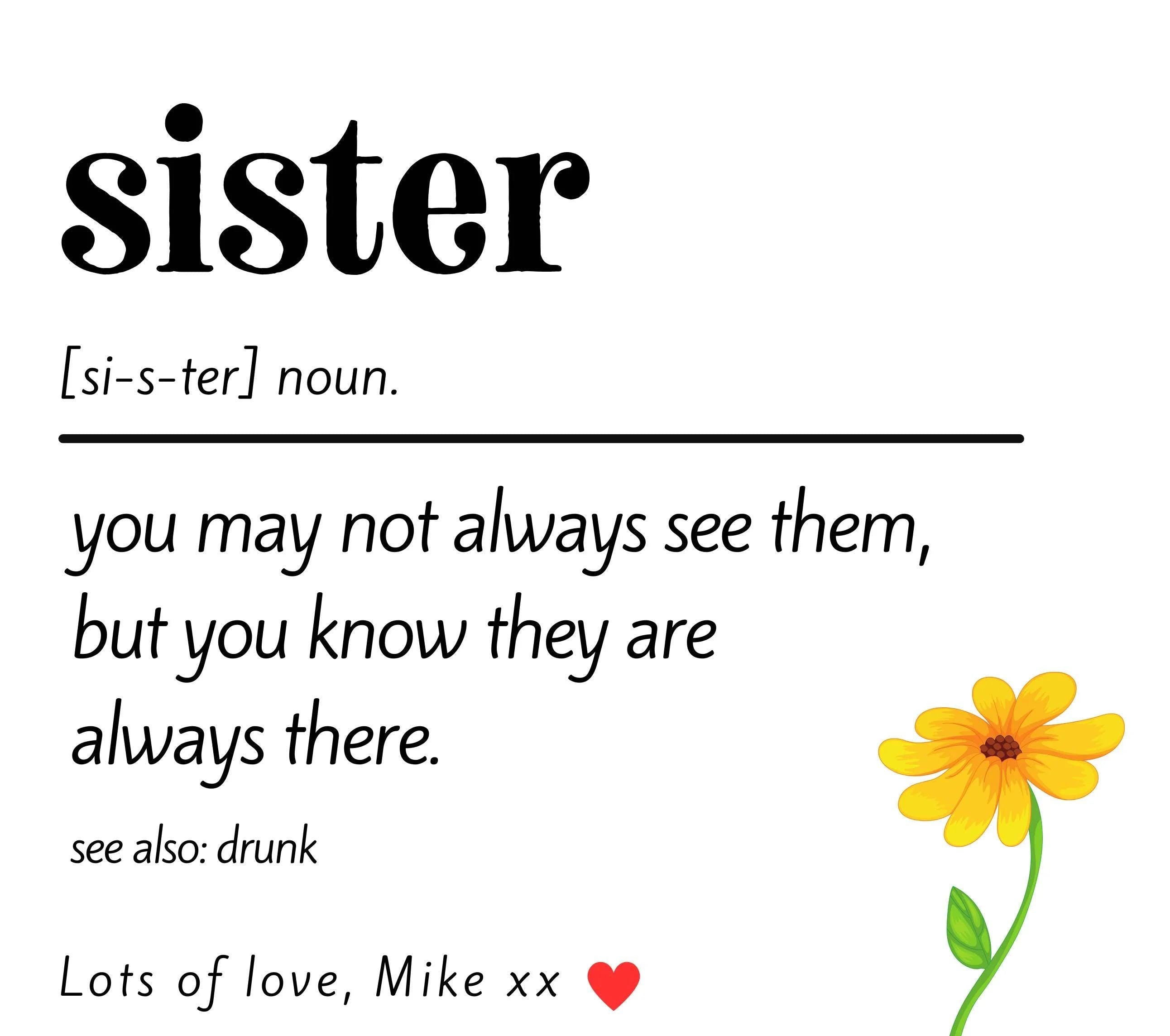 Sister Noun Quote Personalised Candle Gift | Gift for Sister | Sister Birthday Gift | Sister Christmas gift | Best Sister | Sister Candle Etsy