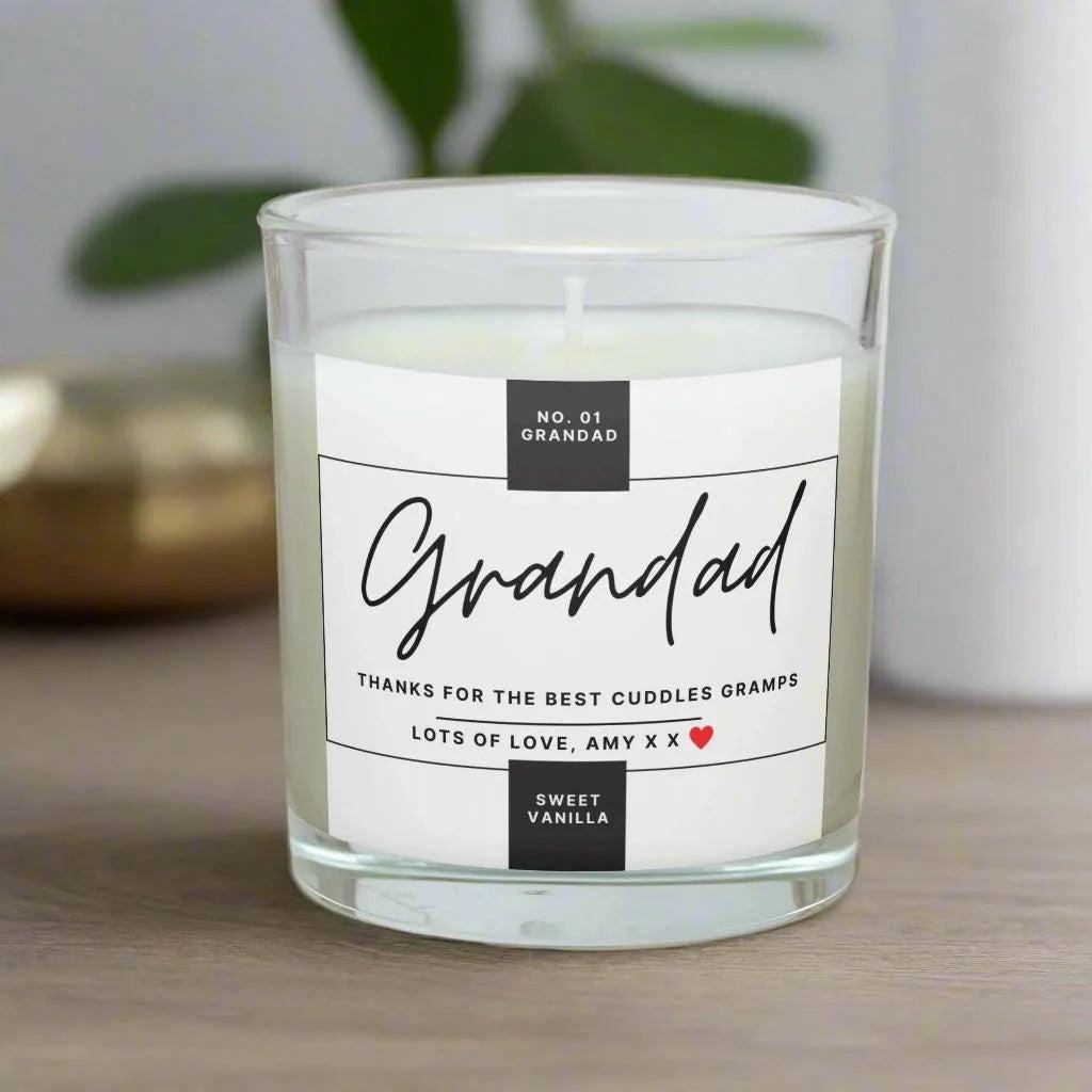 Number 1 Grandad Personalised Candle | Number One Grandad Gift | Custom Grandad Message | Birthday Gift for Grandad | Thank You Grandad Gift Etsy