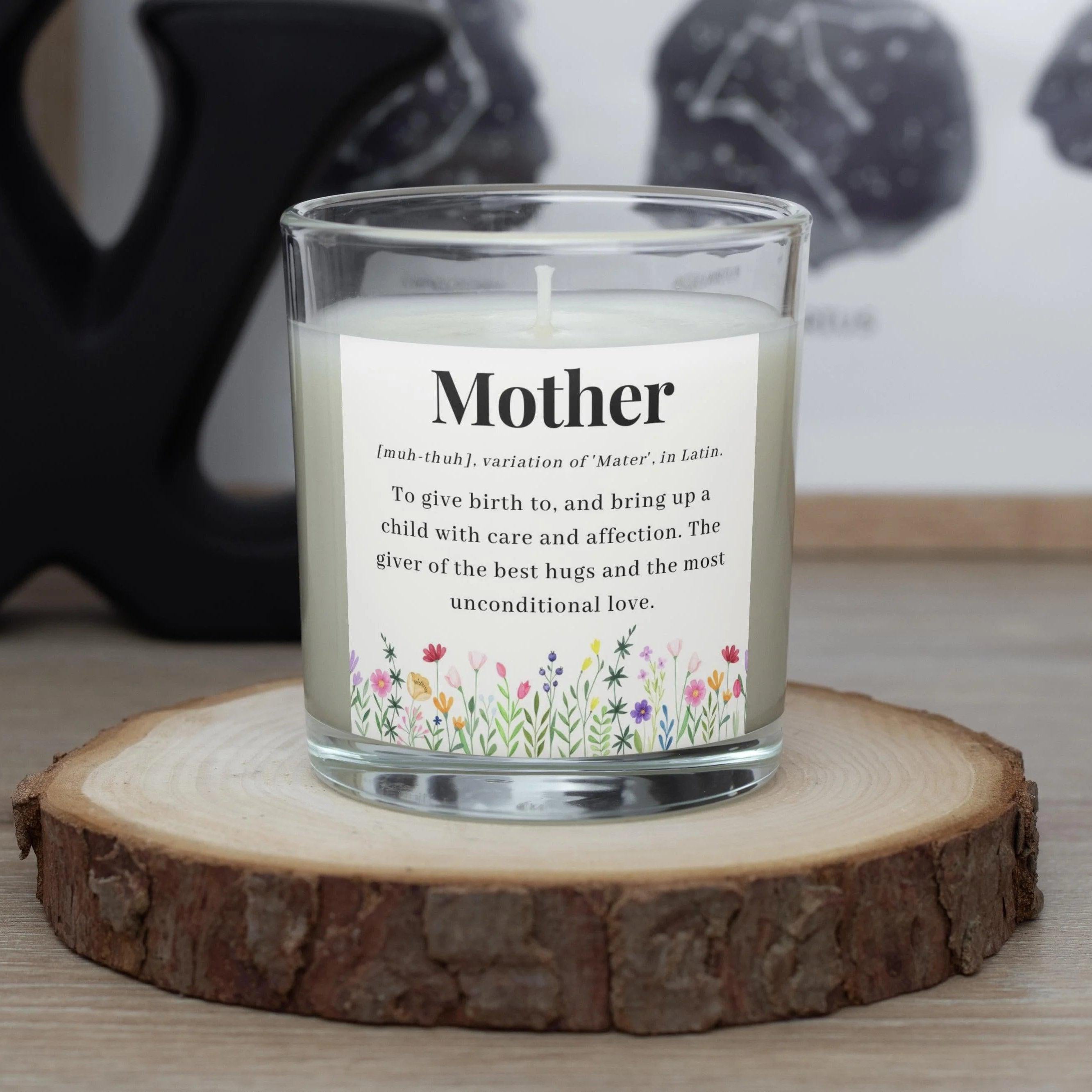 Mother Noun Quote Flowers Personalised Candle | Mum Noun Quote Candle | Gift for Mum | Mum Birthday | Mother's Day Gift | Best Mum Candle Etsy