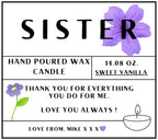 Sister Message Personalised Candle | Custom Message Gift for Sister | Best Sister | Thank You Sister | Just Because Sister Message Candle Etsy
